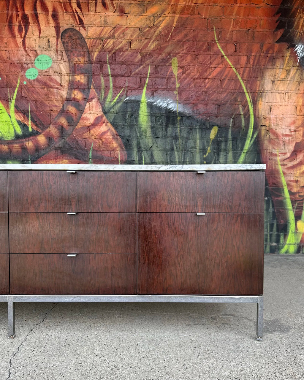 Florence Knoll for Knoll Rosewood and Marble Credenza