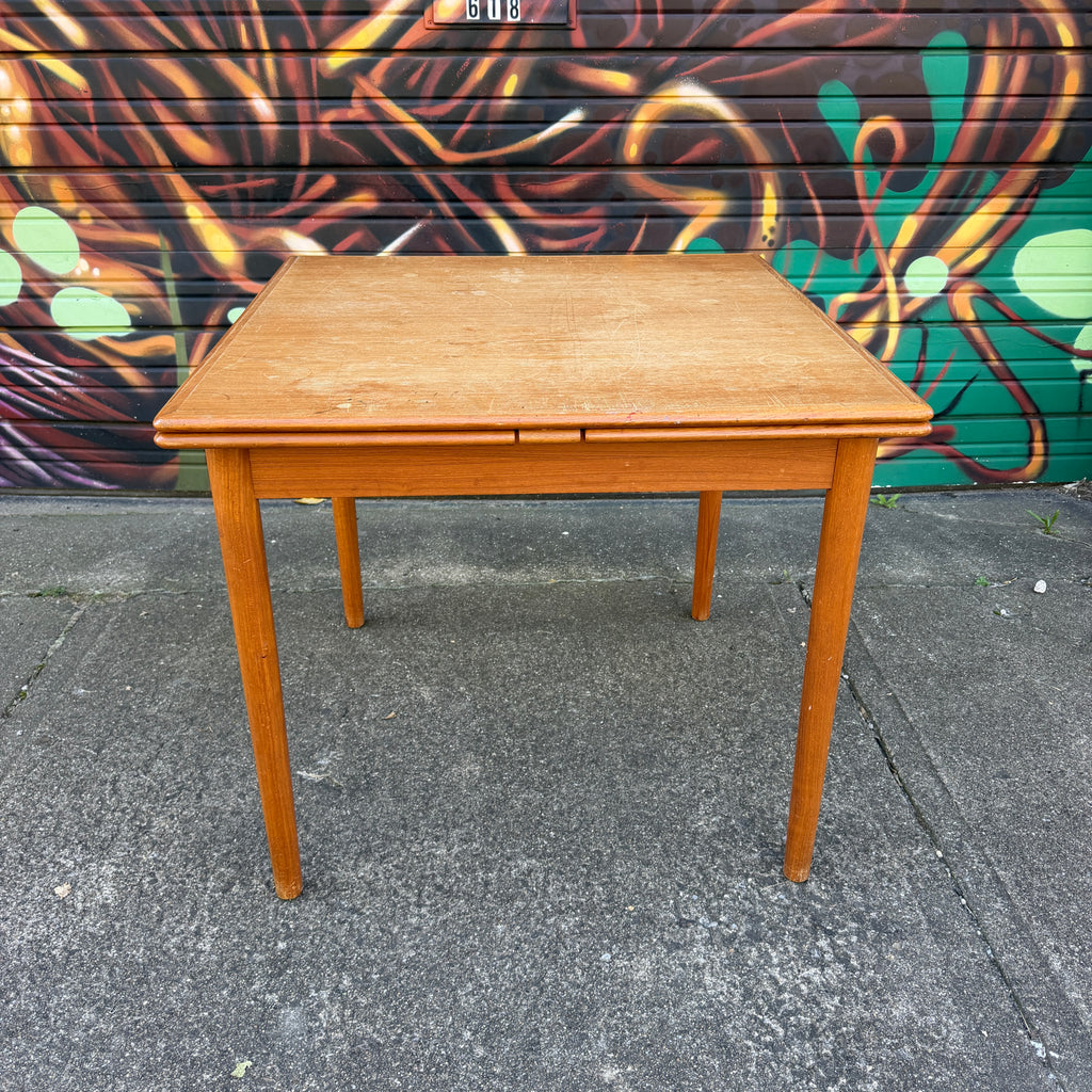 Square Teak Dining Table With 2 Leaves