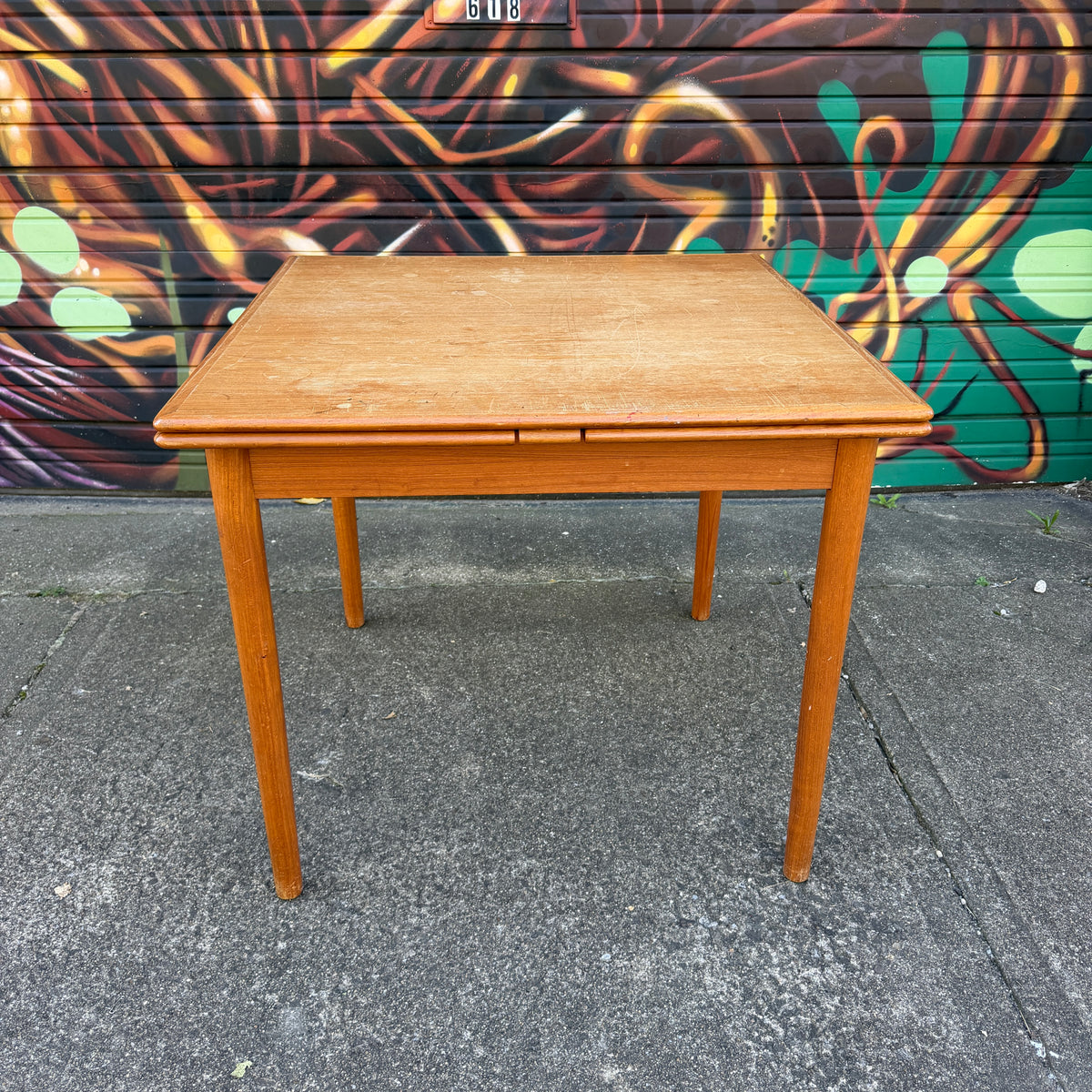 Square Teak Dining Table With 2 Leaves