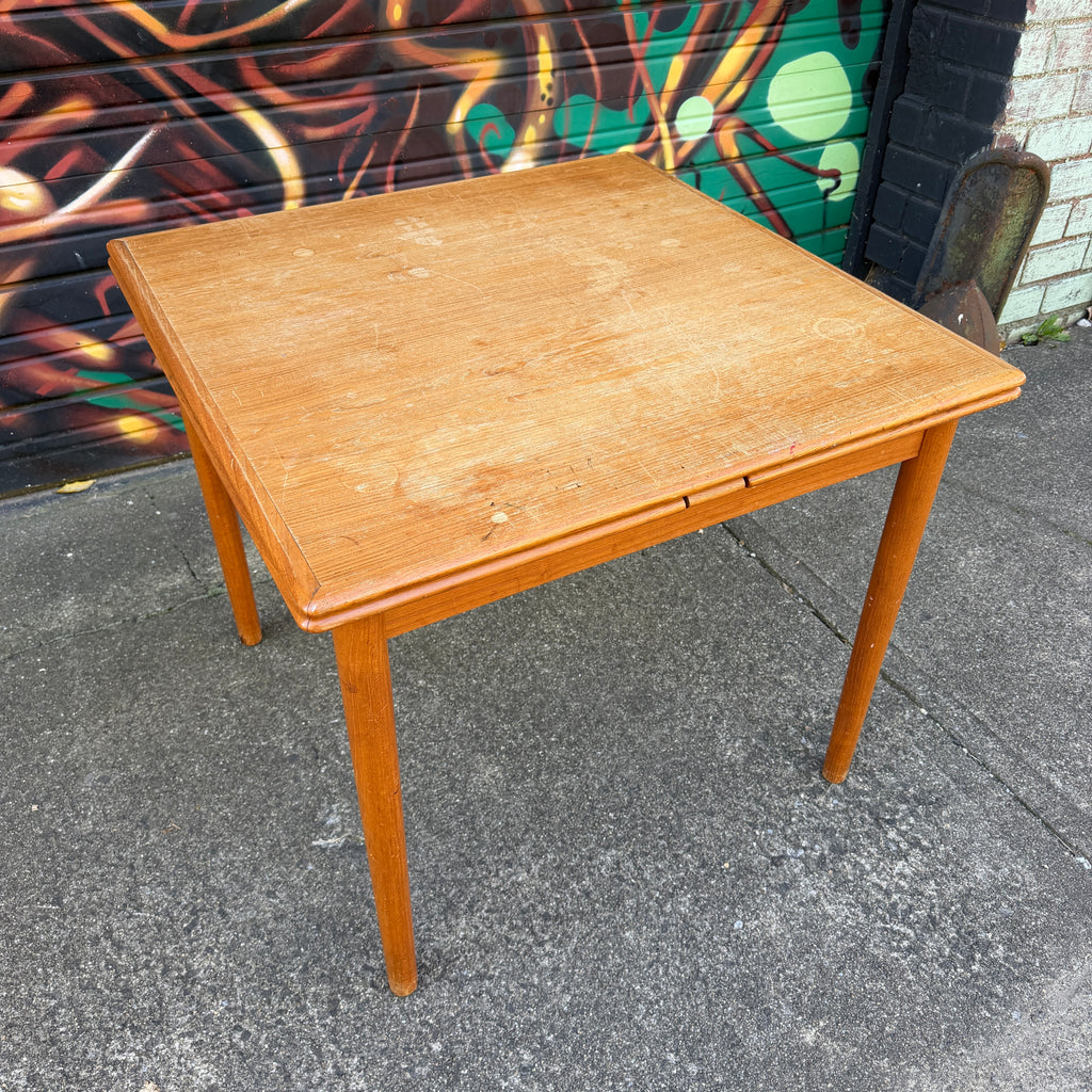 Square Teak Dining Table With 2 Leaves
