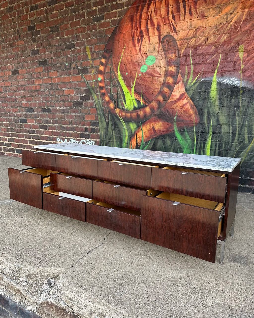 Florence Knoll for Knoll Rosewood and Marble Credenza