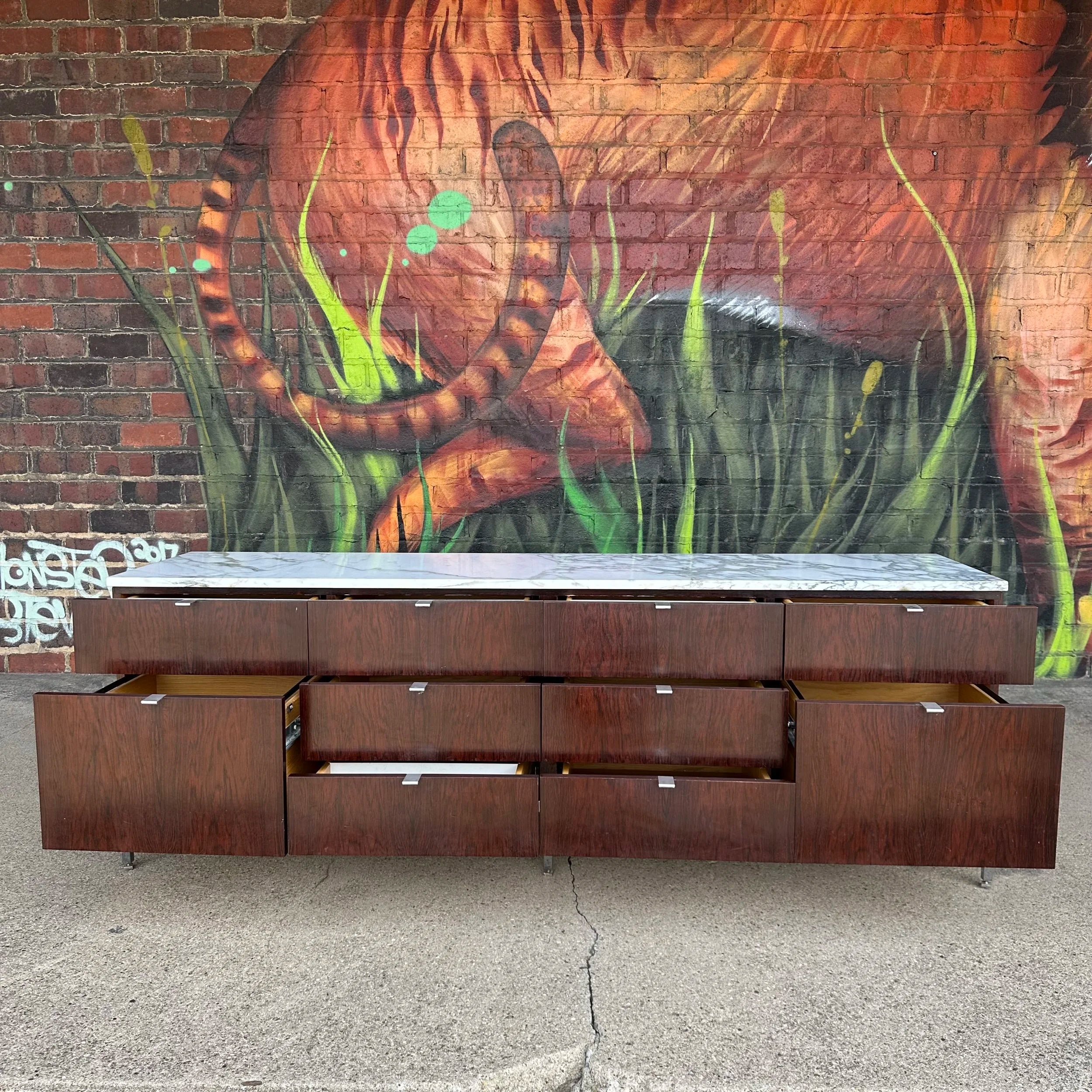 Florence Knoll for Knoll Rosewood and Marble Credenza