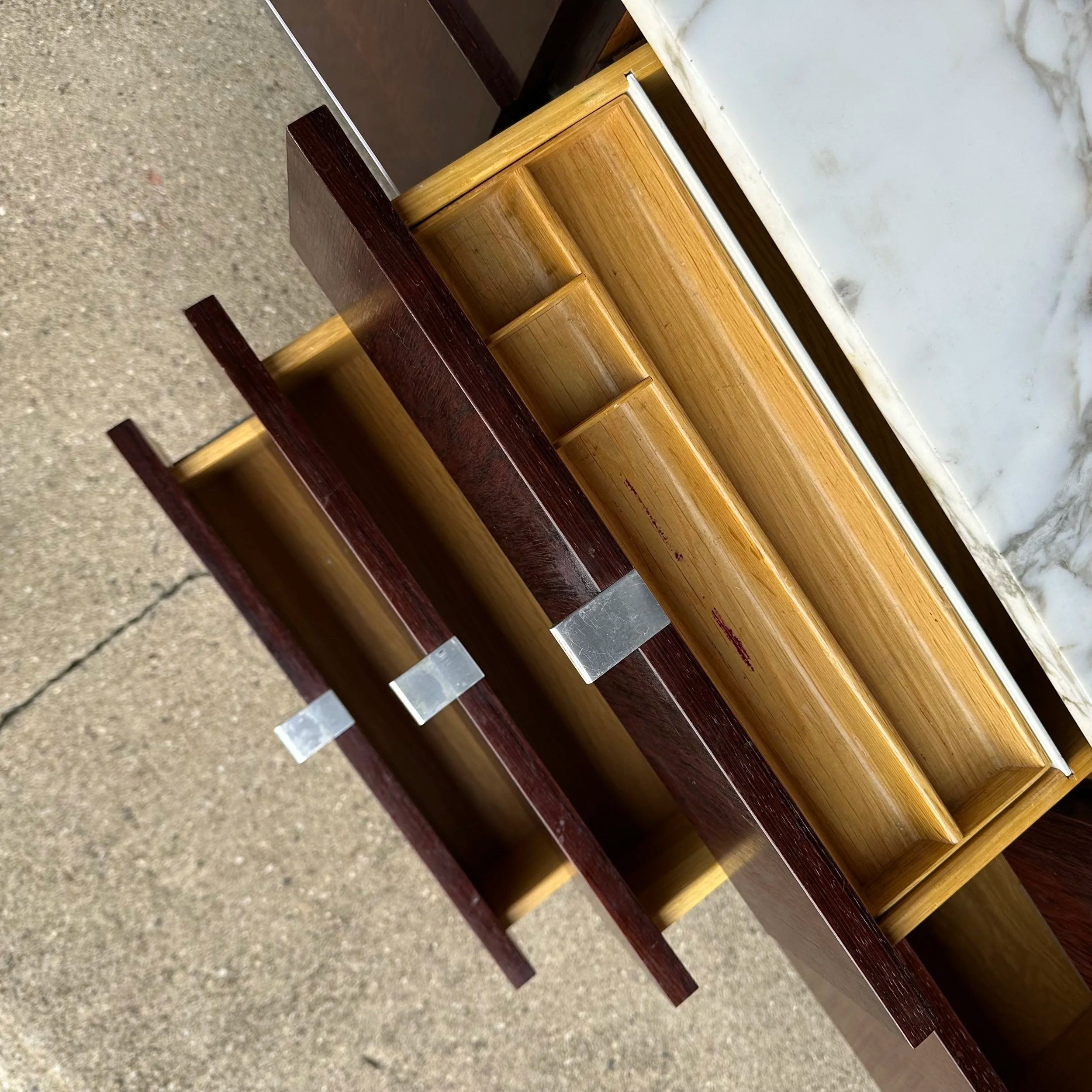 Florence Knoll for Knoll Rosewood and Marble Credenza
