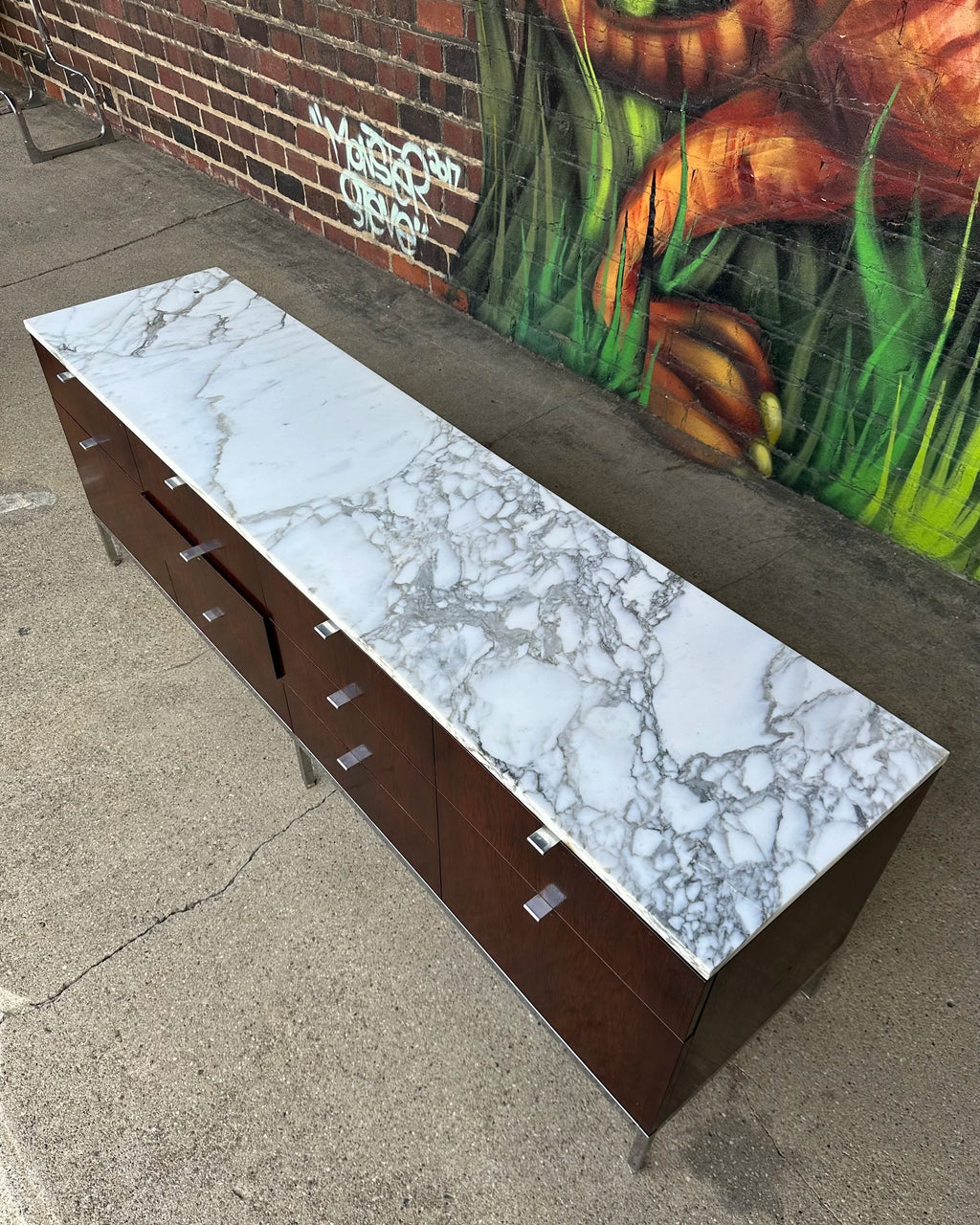 Florence Knoll for Knoll Rosewood and Marble Credenza