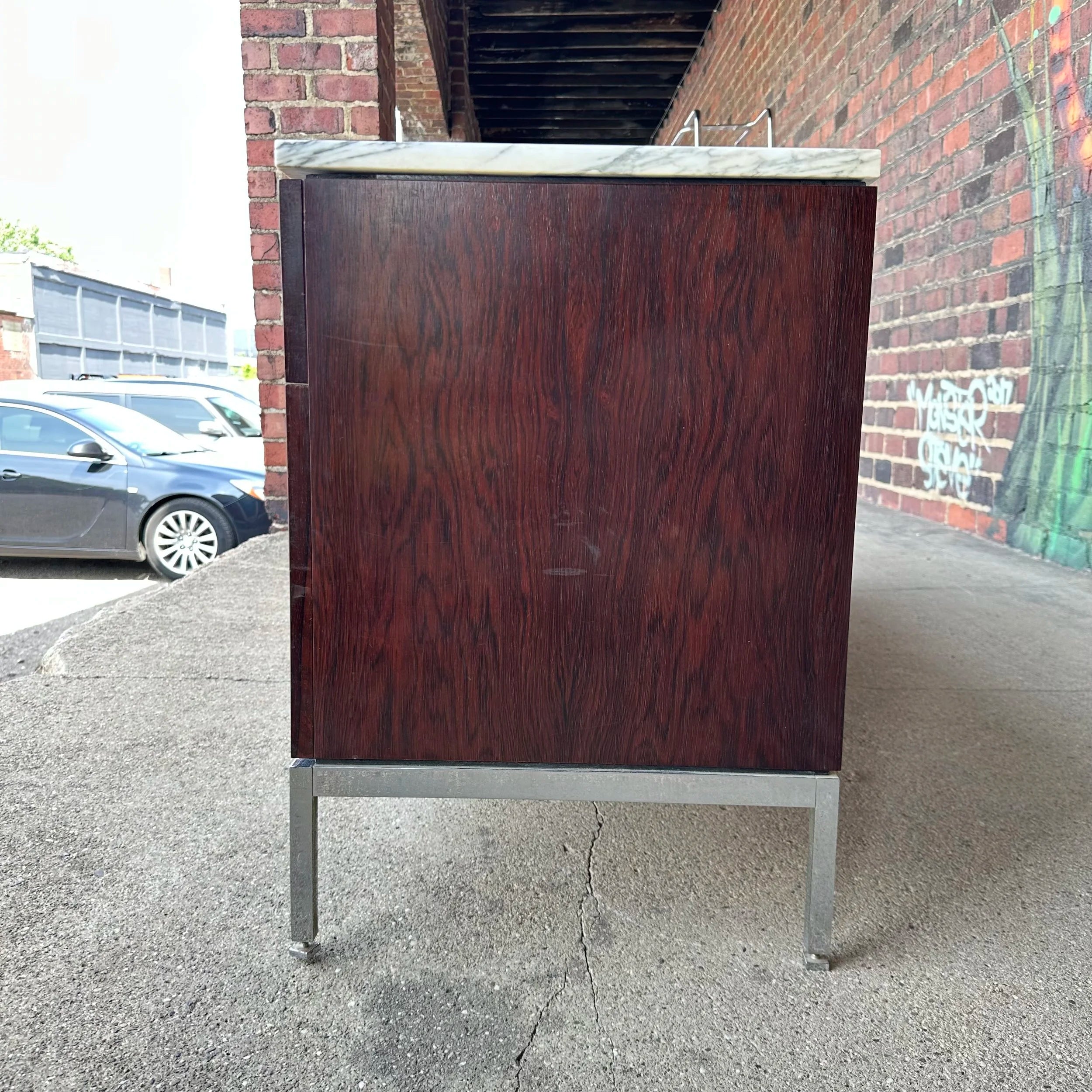 Florence Knoll for Knoll Rosewood and Marble Credenza