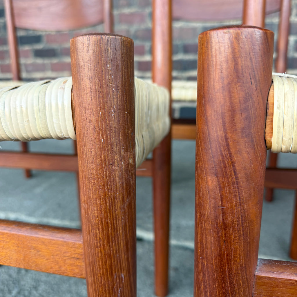 Set of 6 Hans Wegner Teak Dining Chairs With New Rushed Seats Ch-40 Teak