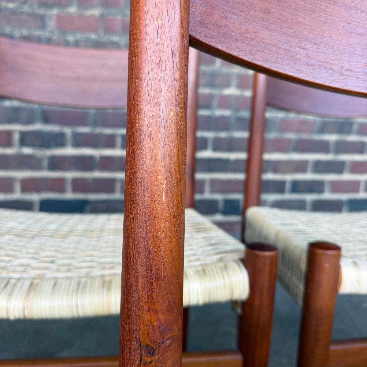 Set of 6 Hans Wegner Teak Dining Chairs With New Rushed Seats Ch-40 Teak