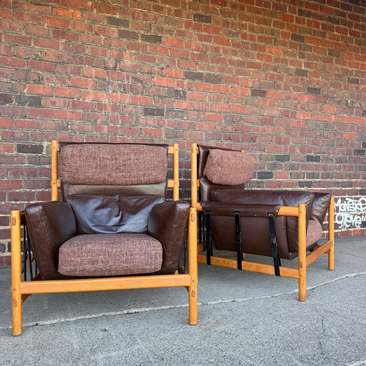 Pair of Dependable Furniture MFG Co Leather Lounge Chairs