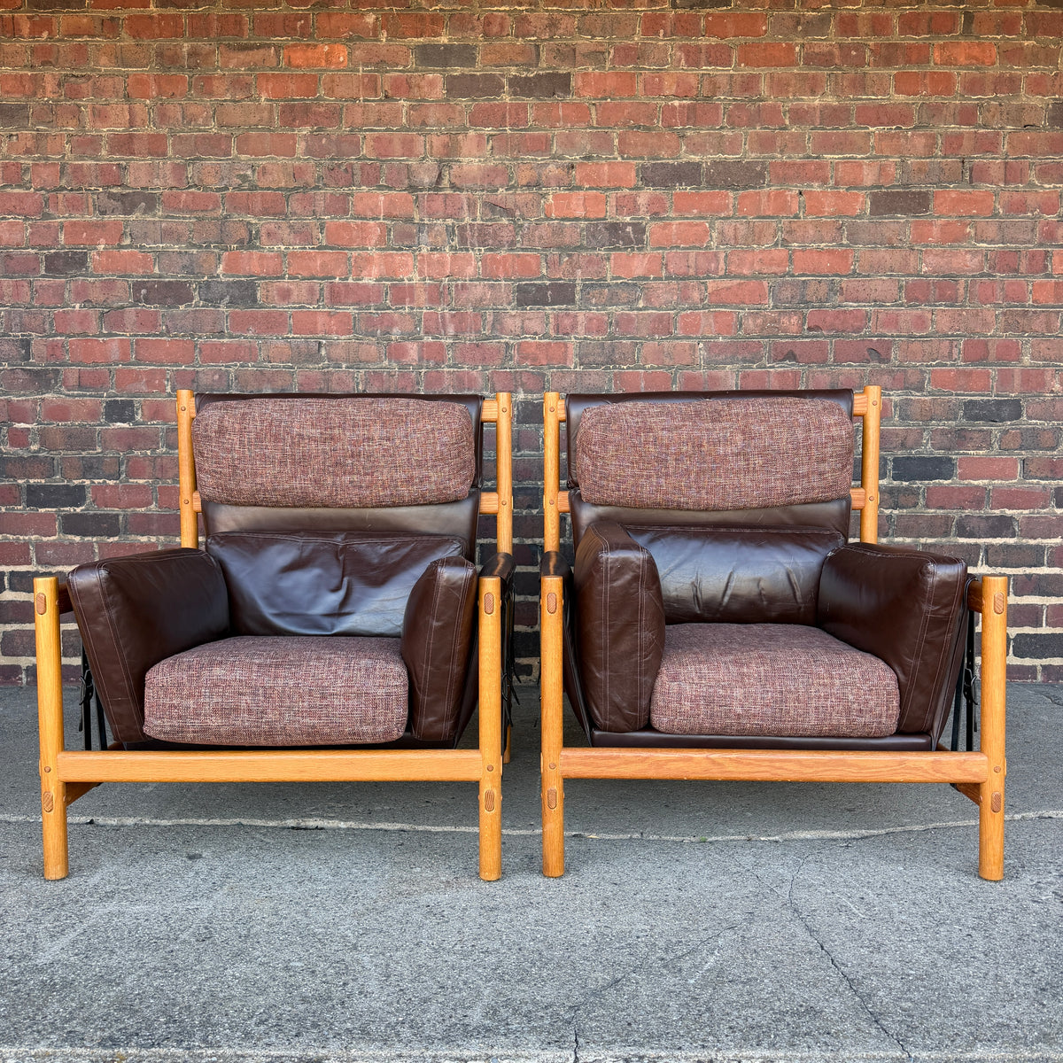Pair of Dependable Furniture MFG Co Leather Lounge Chairs