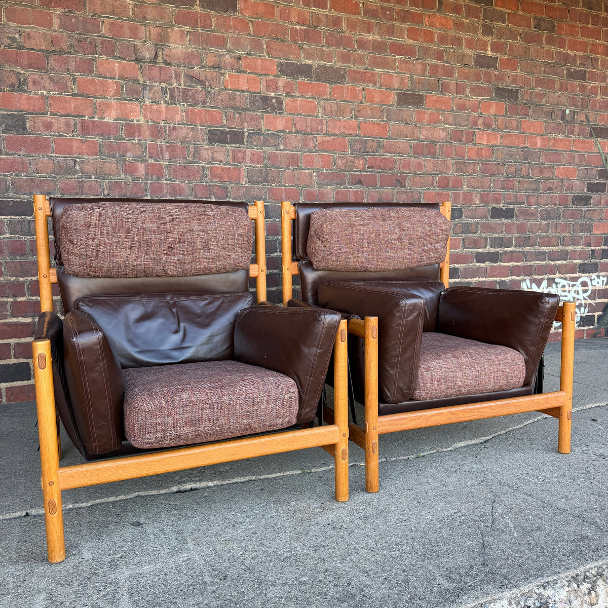Pair of Dependable Furniture MFG Co Leather Lounge Chairs