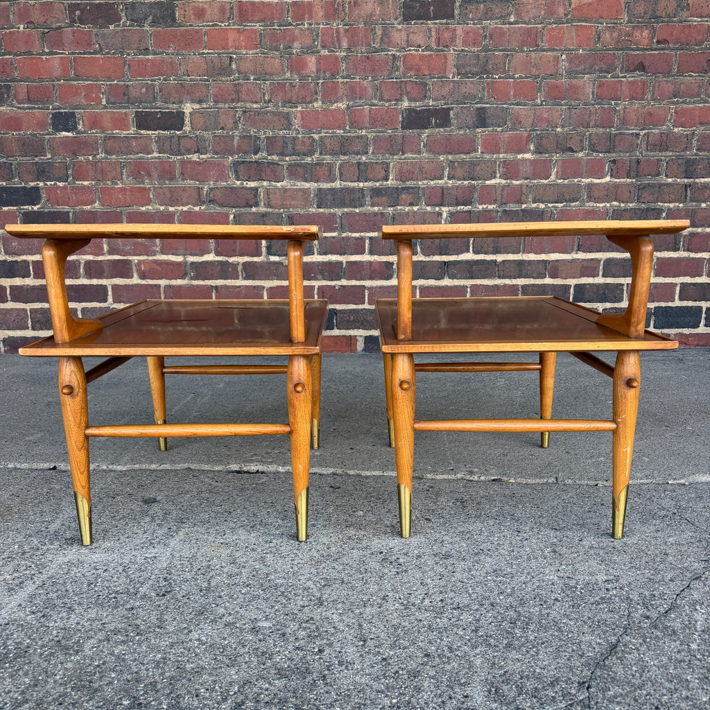 Pair of Copenhagan Two Tier Walnut End Tables by Lane Furniture
