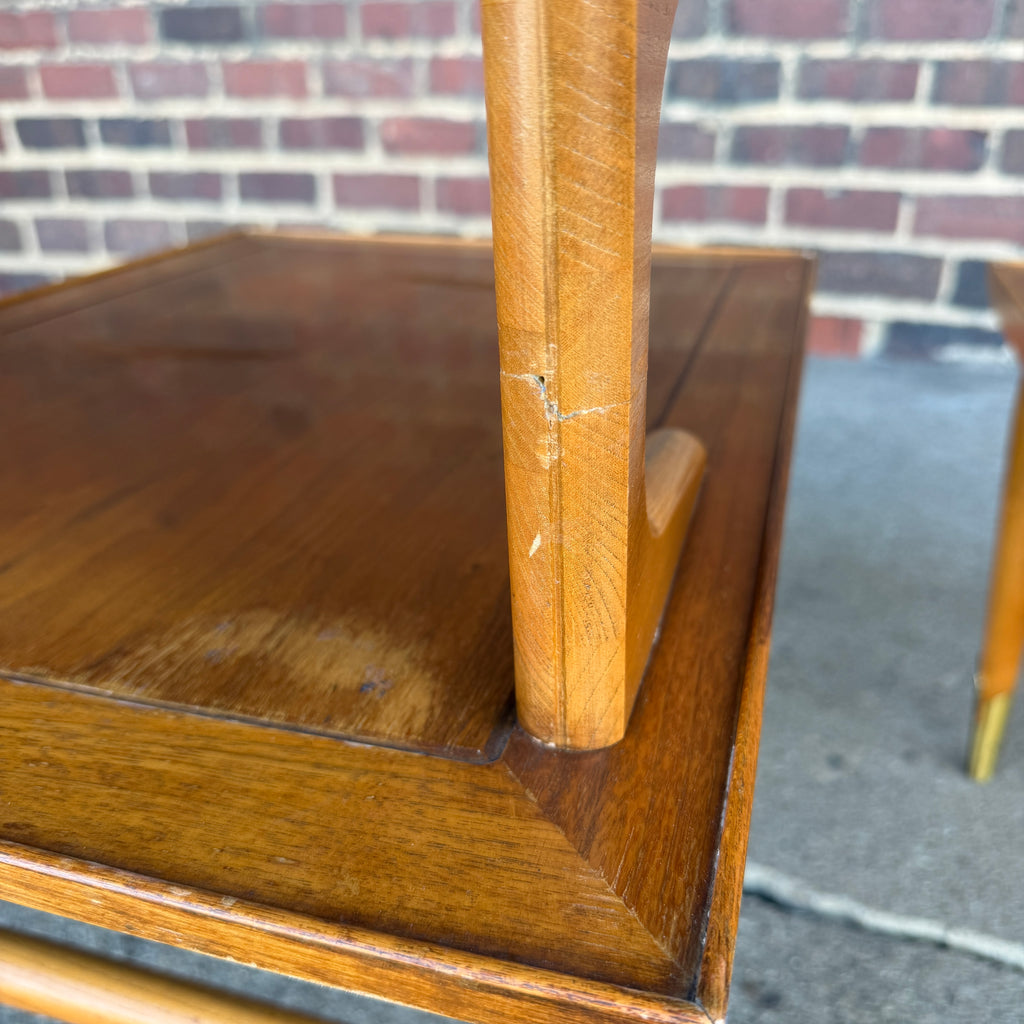 Pair of Copenhagan Two Tier Walnut End Tables by Lane Furniture