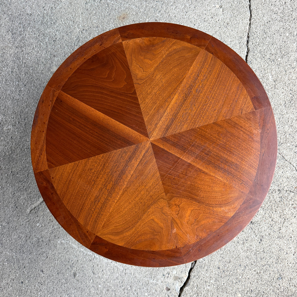 Pair of Lane Rhythm Round Walnut Side Tables Mid-Century Modern