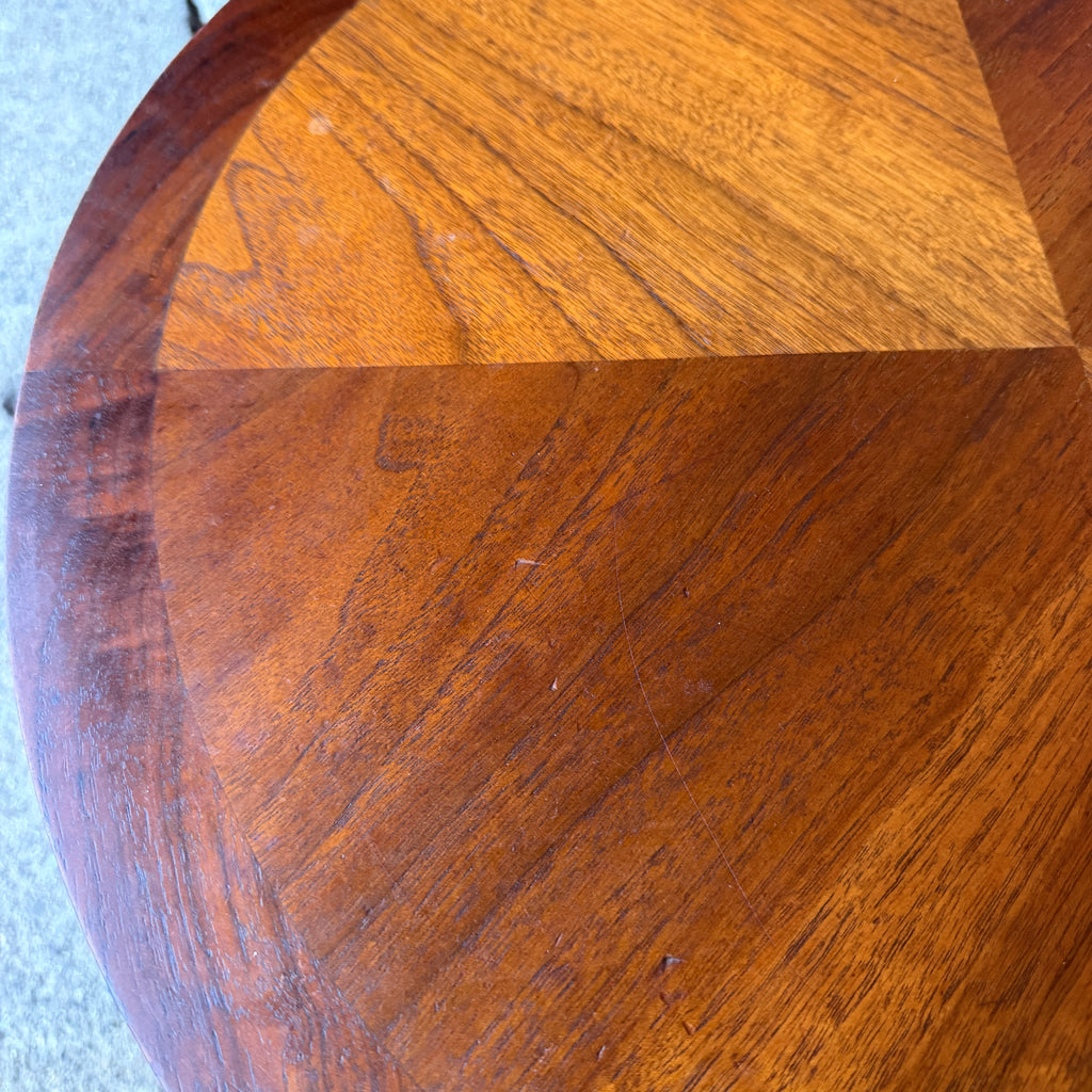 Pair of Lane Rhythm Round Walnut Side Tables Mid-Century Modern