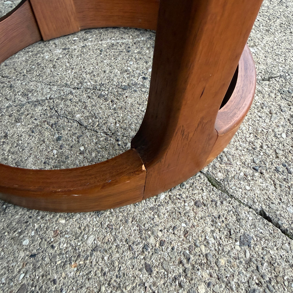 Pair of Lane Rhythm Round Walnut Side Tables Mid-Century Modern