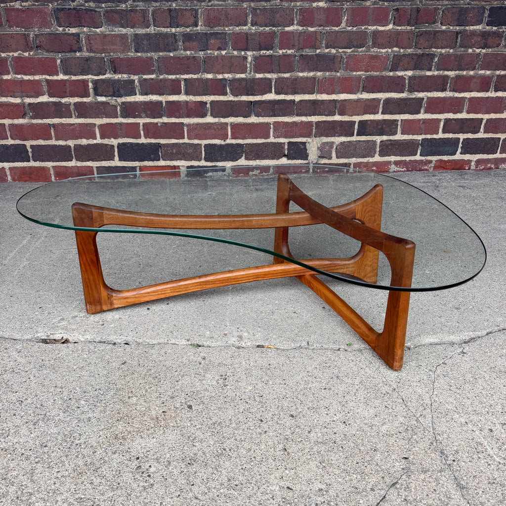 Adrian Pearsall for Craft Associates Curved Coffee Table Glass and Walnut