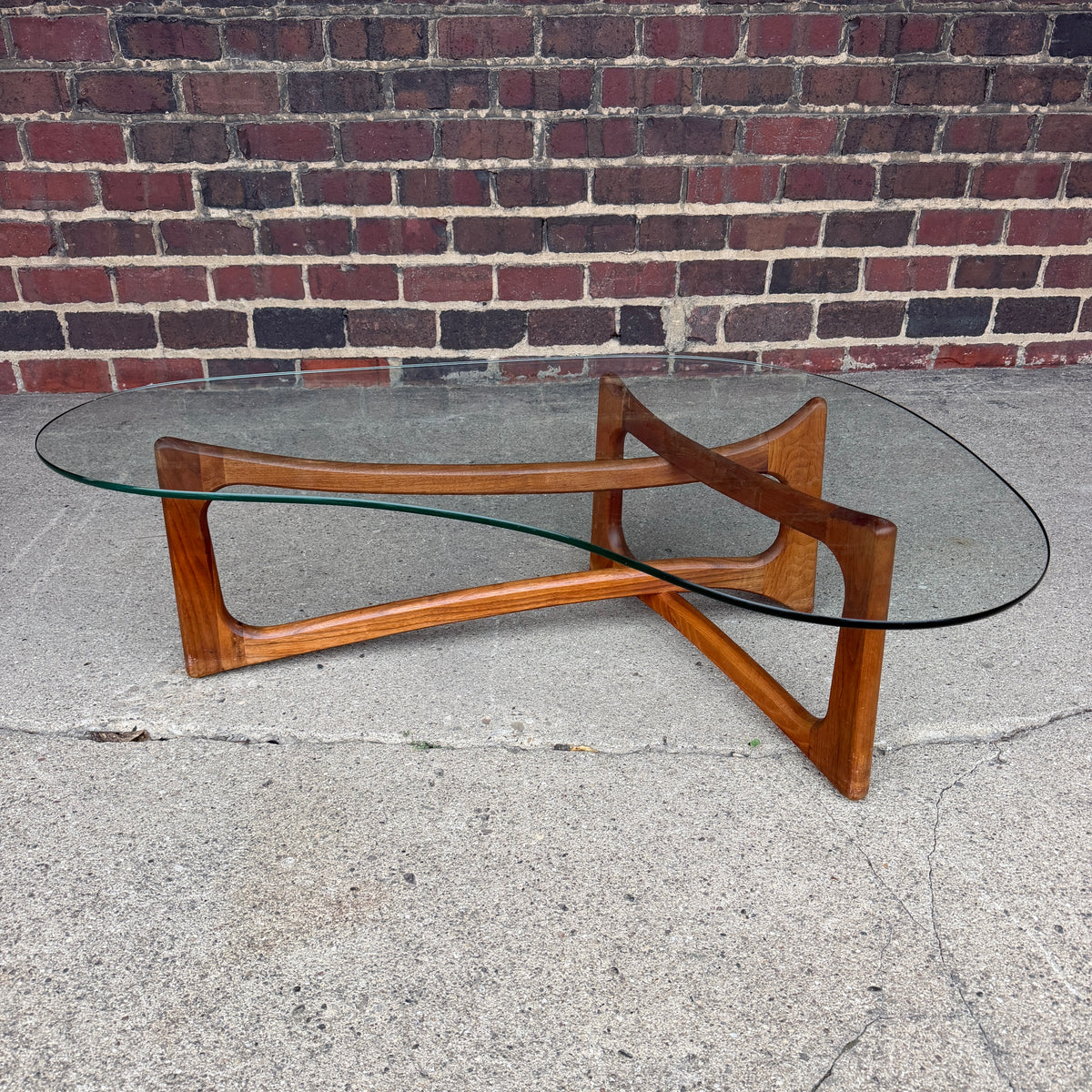 Adrian Pearsall for Craft Associates Curved Coffee Table Glass and Walnut