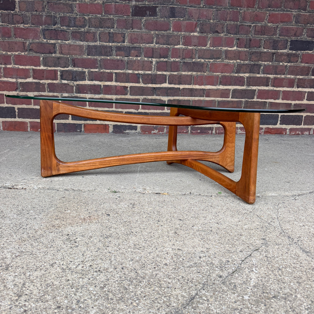 Adrian Pearsall for Craft Associates Curved Coffee Table Glass and Walnut