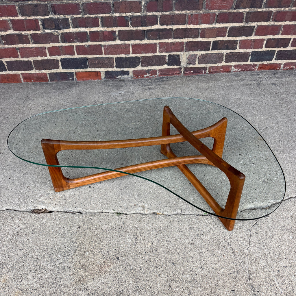 Adrian Pearsall for Craft Associates Curved Coffee Table Glass and Walnut