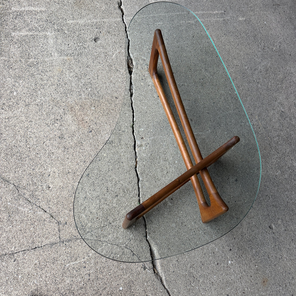 Adrian Pearsall for Craft Associates Curved Coffee Table Glass and Walnut