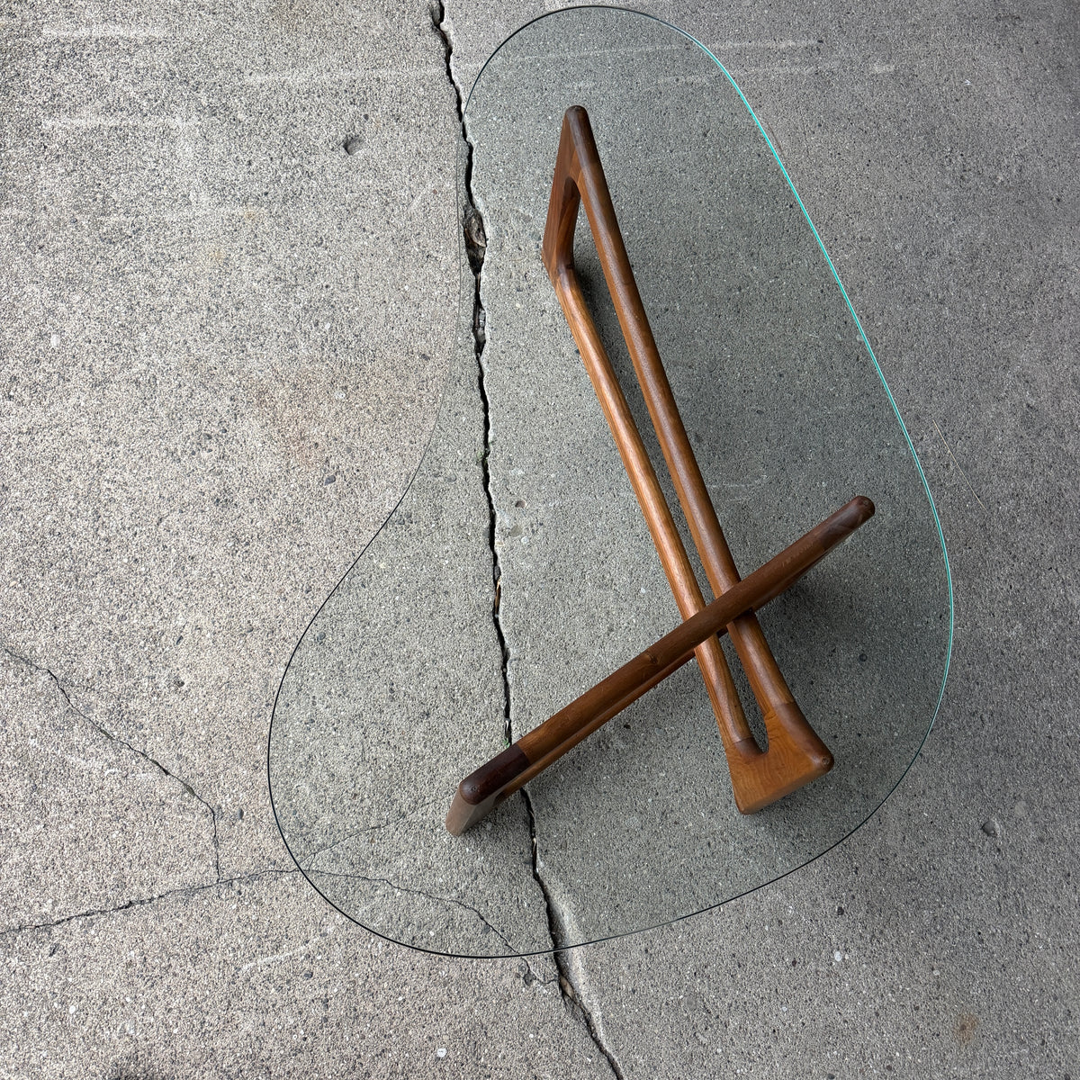 Adrian Pearsall for Craft Associates Curved Coffee Table Glass and Walnut