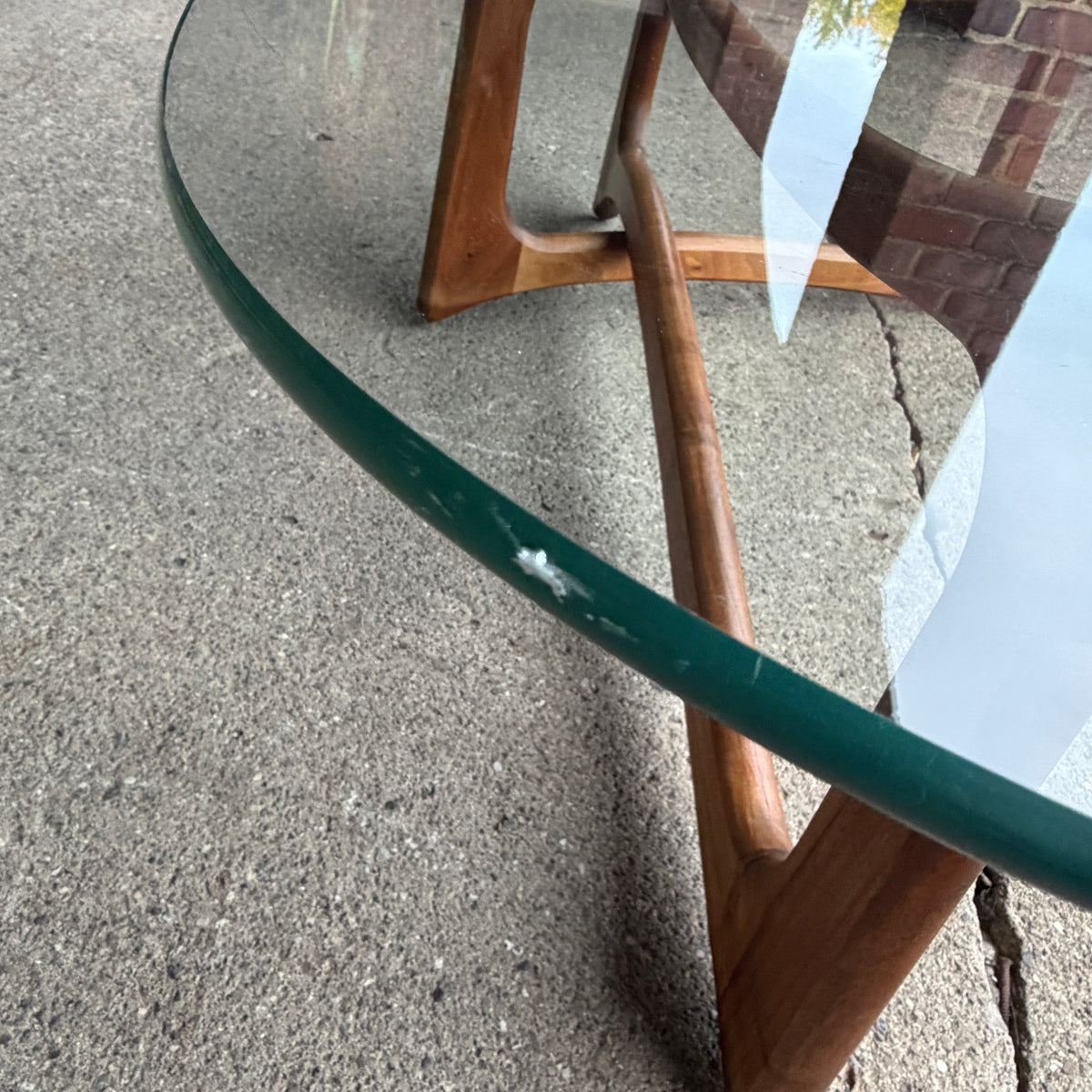 Adrian Pearsall for Craft Associates Curved Coffee Table Glass and Walnut