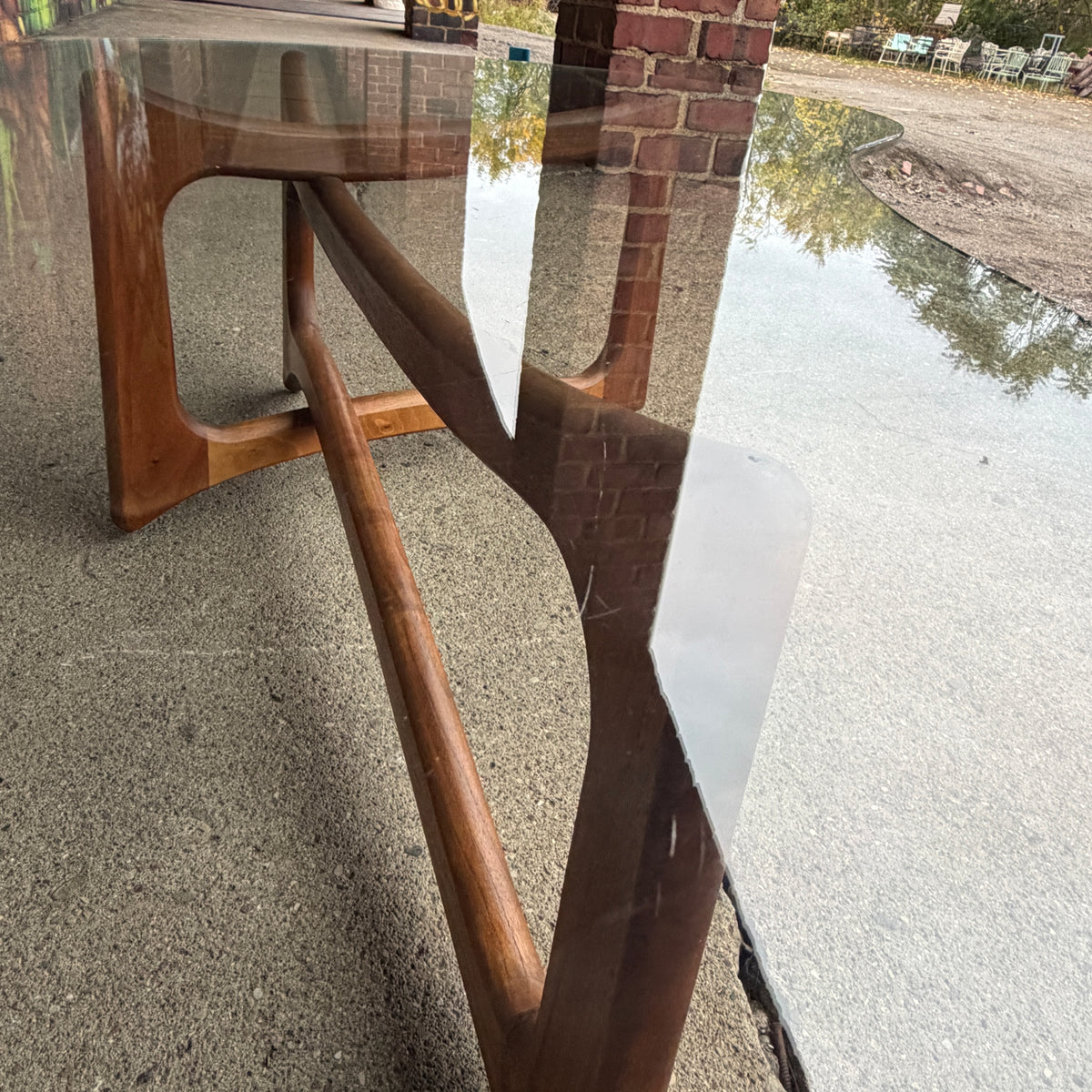 Adrian Pearsall for Craft Associates Curved Coffee Table Glass and Walnut