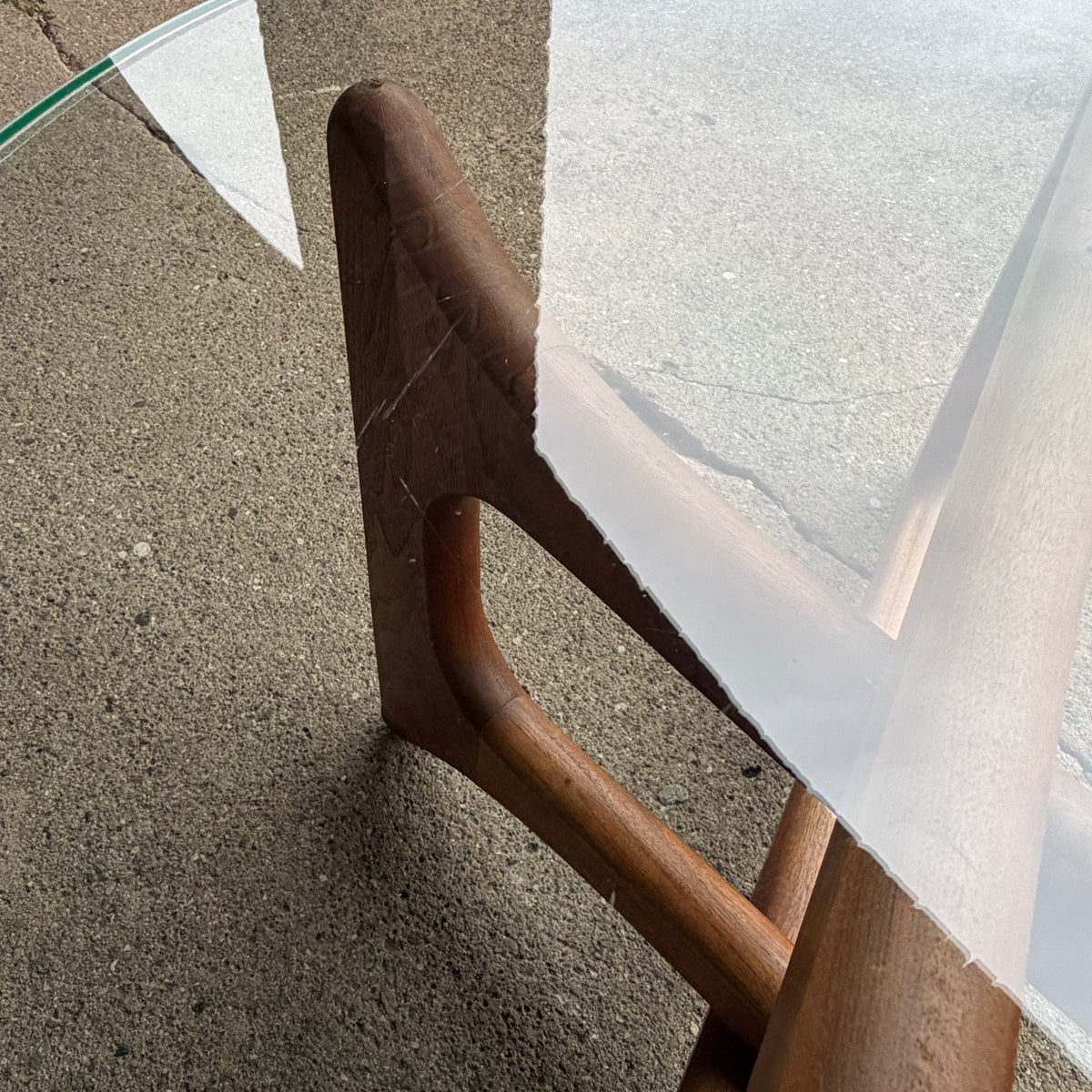 Adrian Pearsall for Craft Associates Curved Coffee Table Glass and Walnut