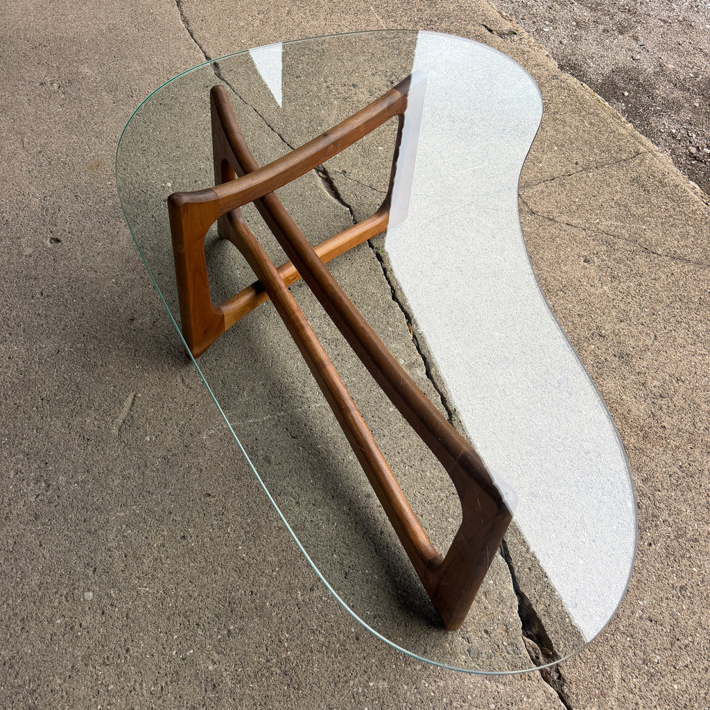 Adrian Pearsall for Craft Associates Curved Coffee Table Glass and Walnut