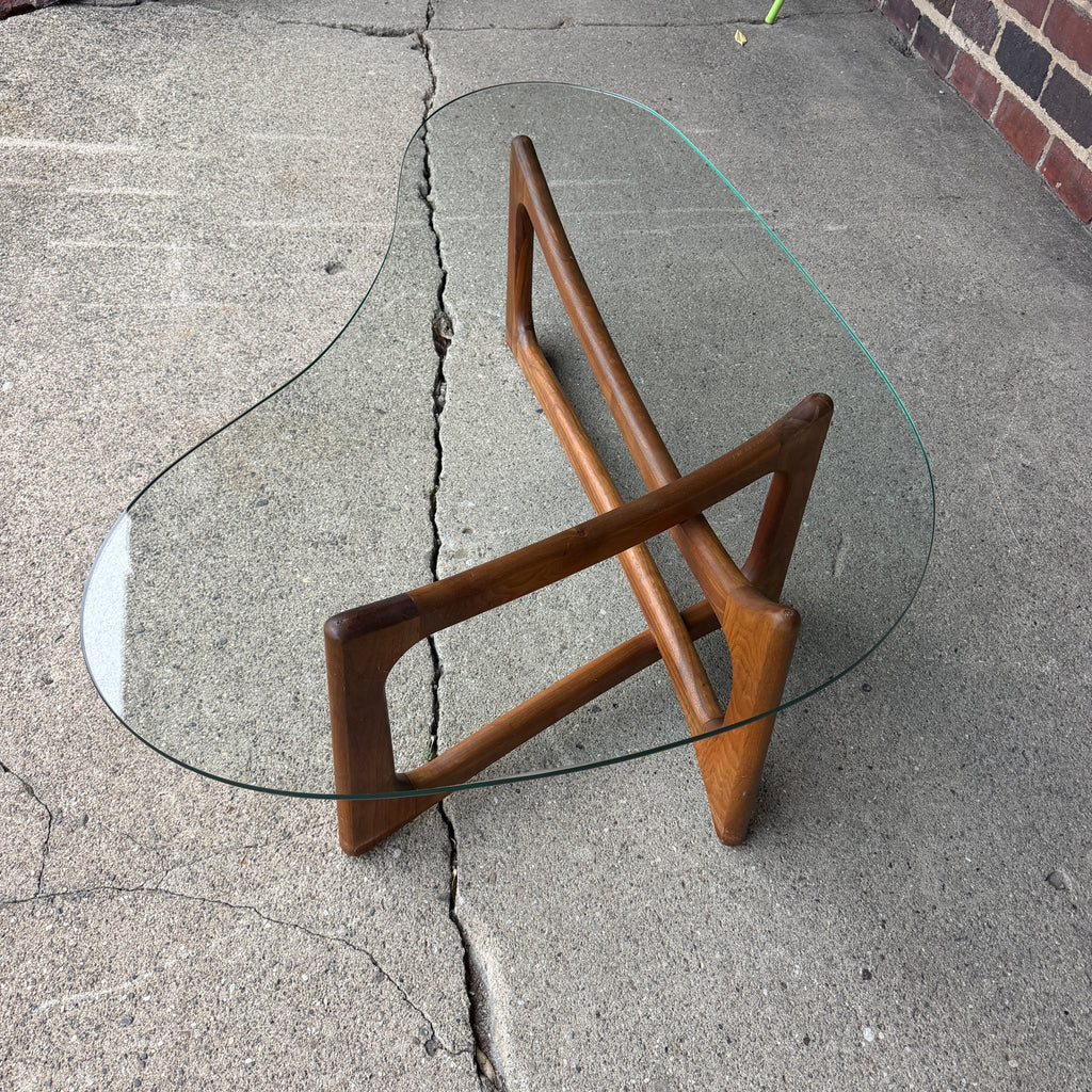 Adrian Pearsall for Craft Associates Curved Coffee Table Glass and Walnut