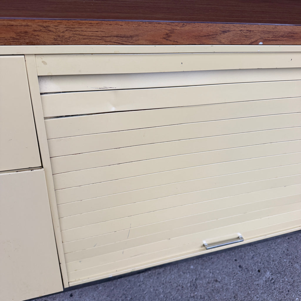 Steelcase Mid Century Modern 4 Drawer Tanker Credenza With a Center Tambour Door