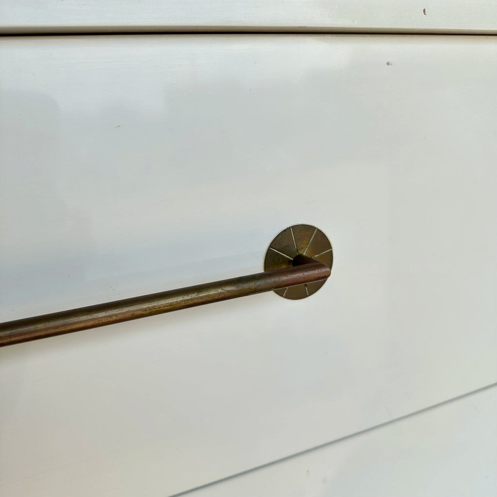 Tommi Parzinger for Parzinger Originals White Lacquer Tall Dresser With Brass Accents