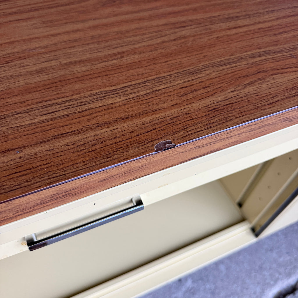 Steelcase Mid Century Modern 4 Drawer Tanker Credenza With a Center Tambour Door
