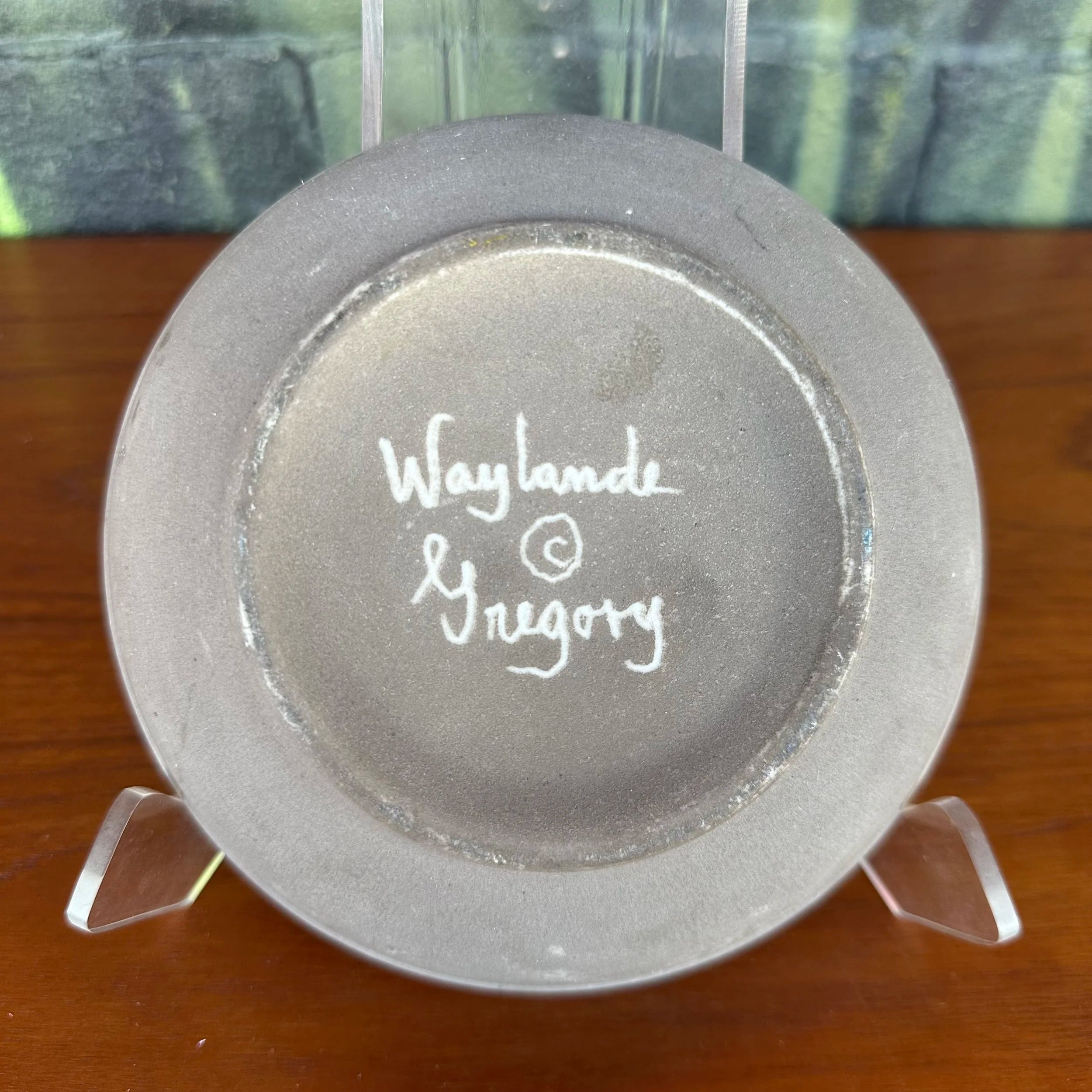 Waylande Gregory Art Deco Stone Gray and Gold Glazed Dish