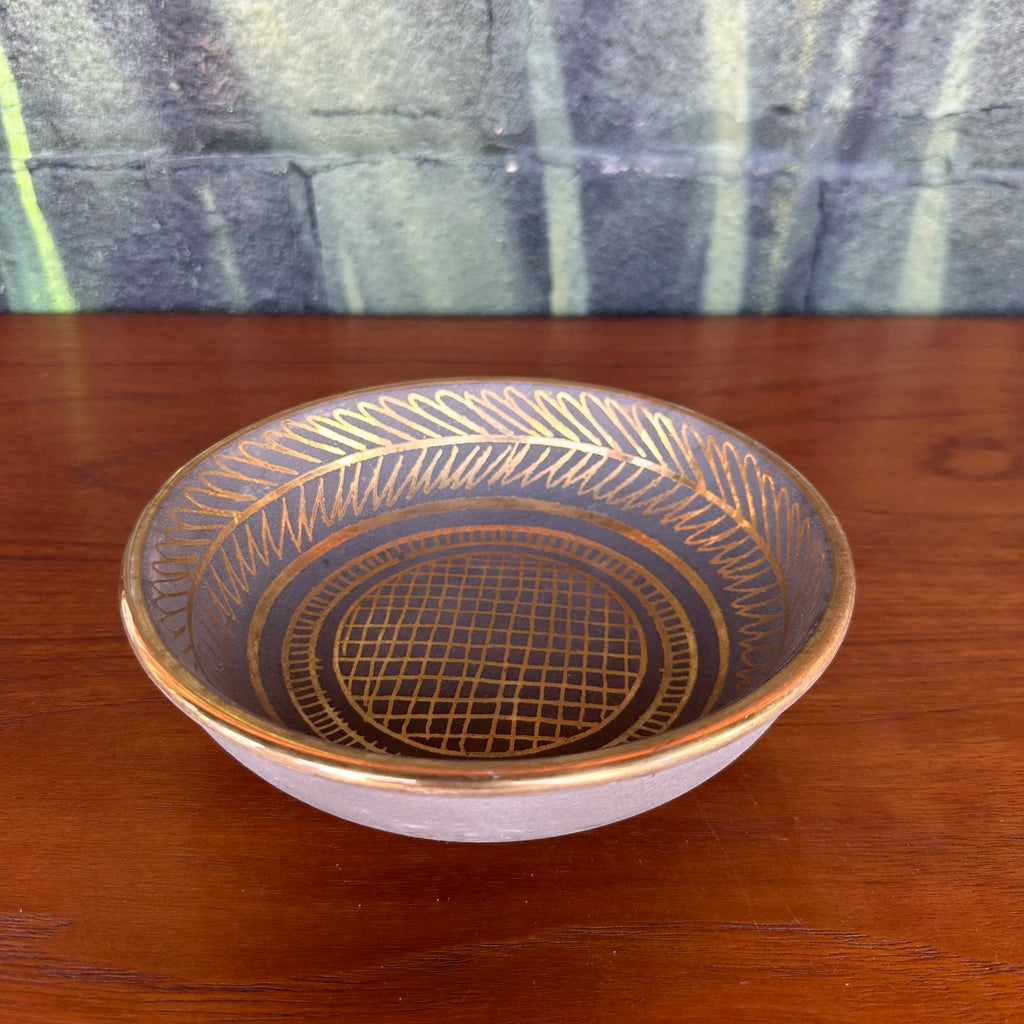 Waylande Gregory Art Deco Stone Gray and Gold Glazed Dish