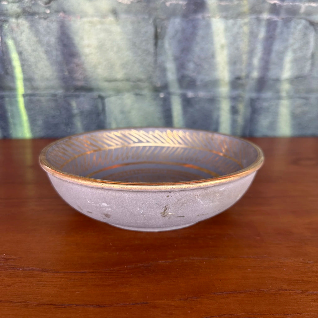 Waylande Gregory Art Deco Stone Gray and Gold Glazed Dish