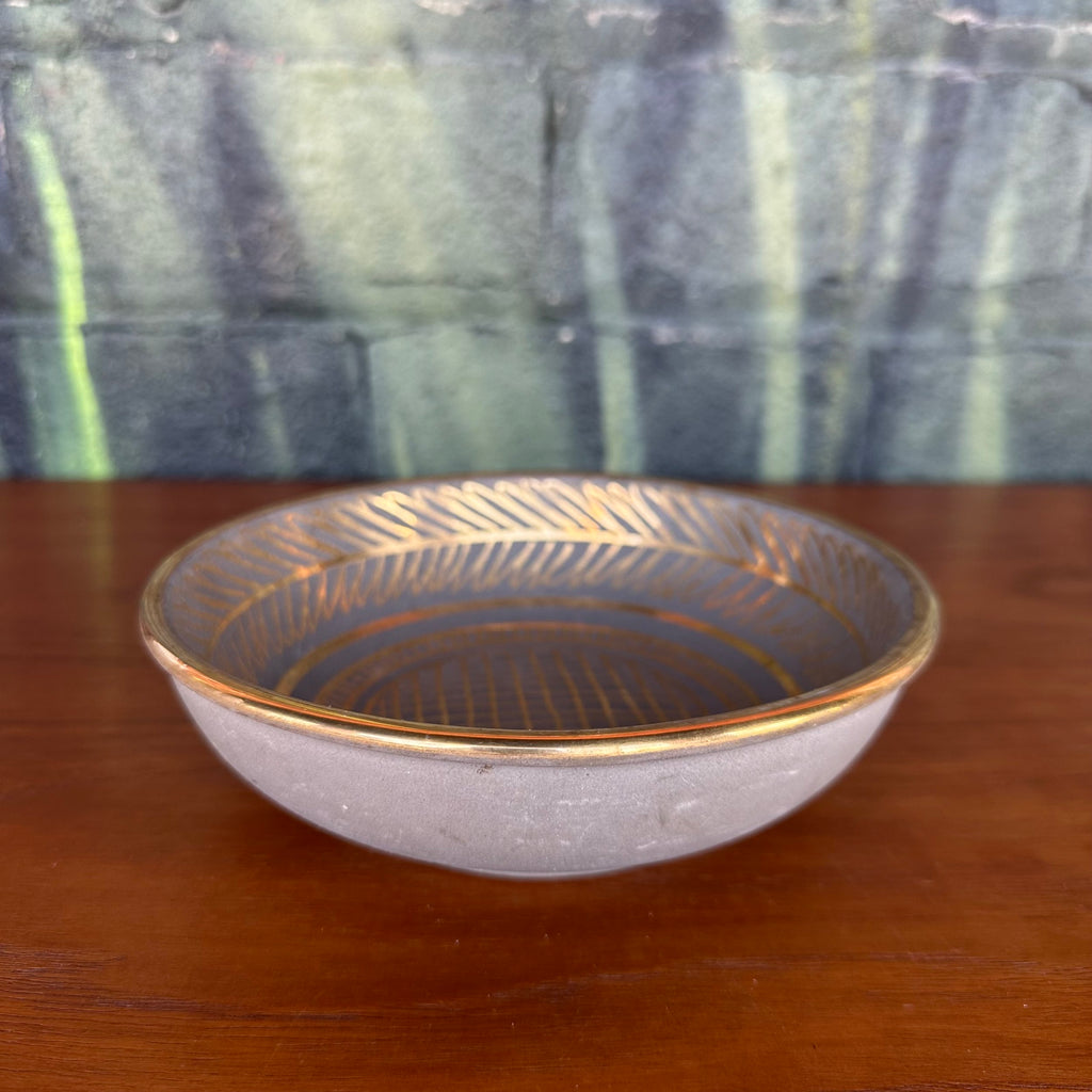 Waylande Gregory Art Deco Stone Gray and Gold Glazed Dish