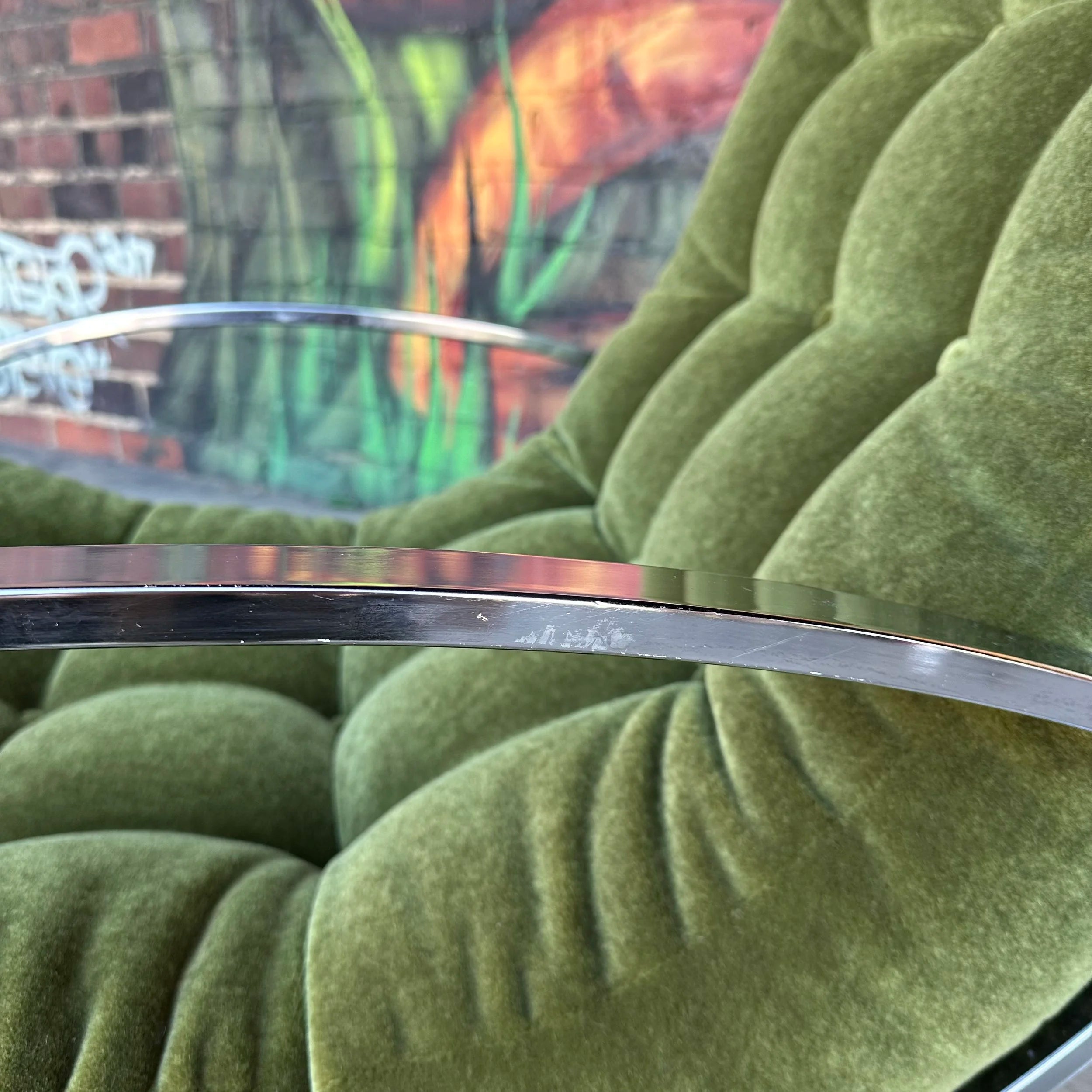 Renato Zevi for Selig Chrome and Mohair Rocking Chair Mid-Century Modern