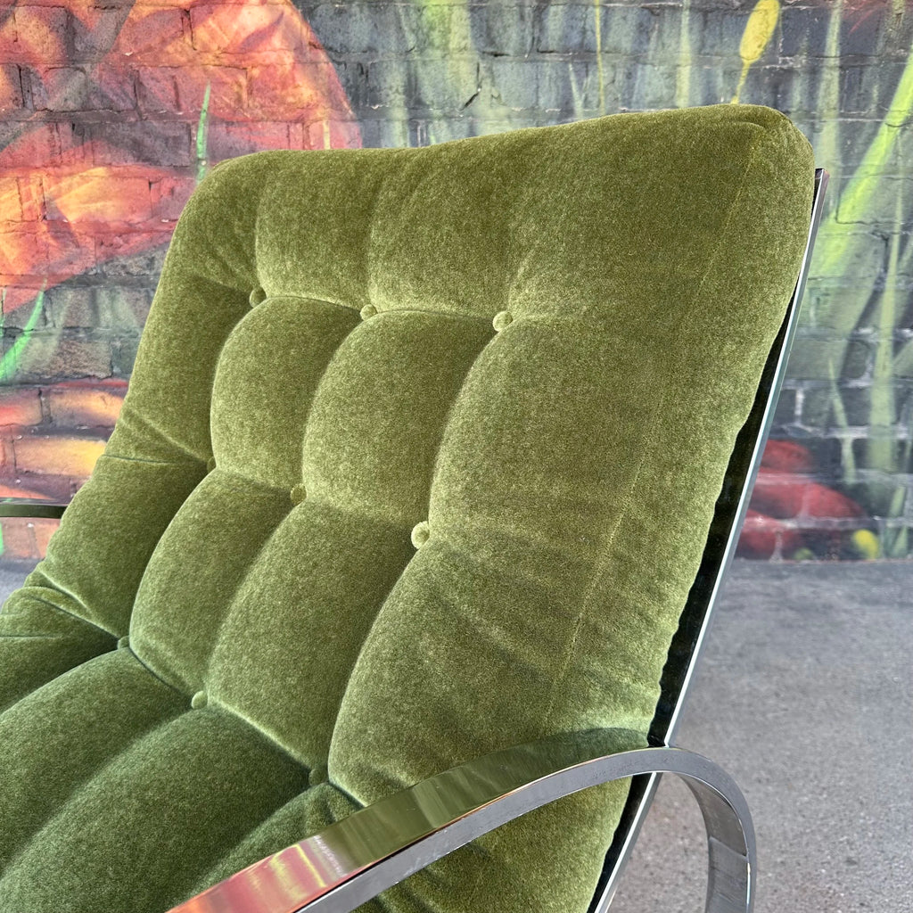 Renato Zevi for Selig Chrome and Mohair Rocking Chair Mid-Century Modern