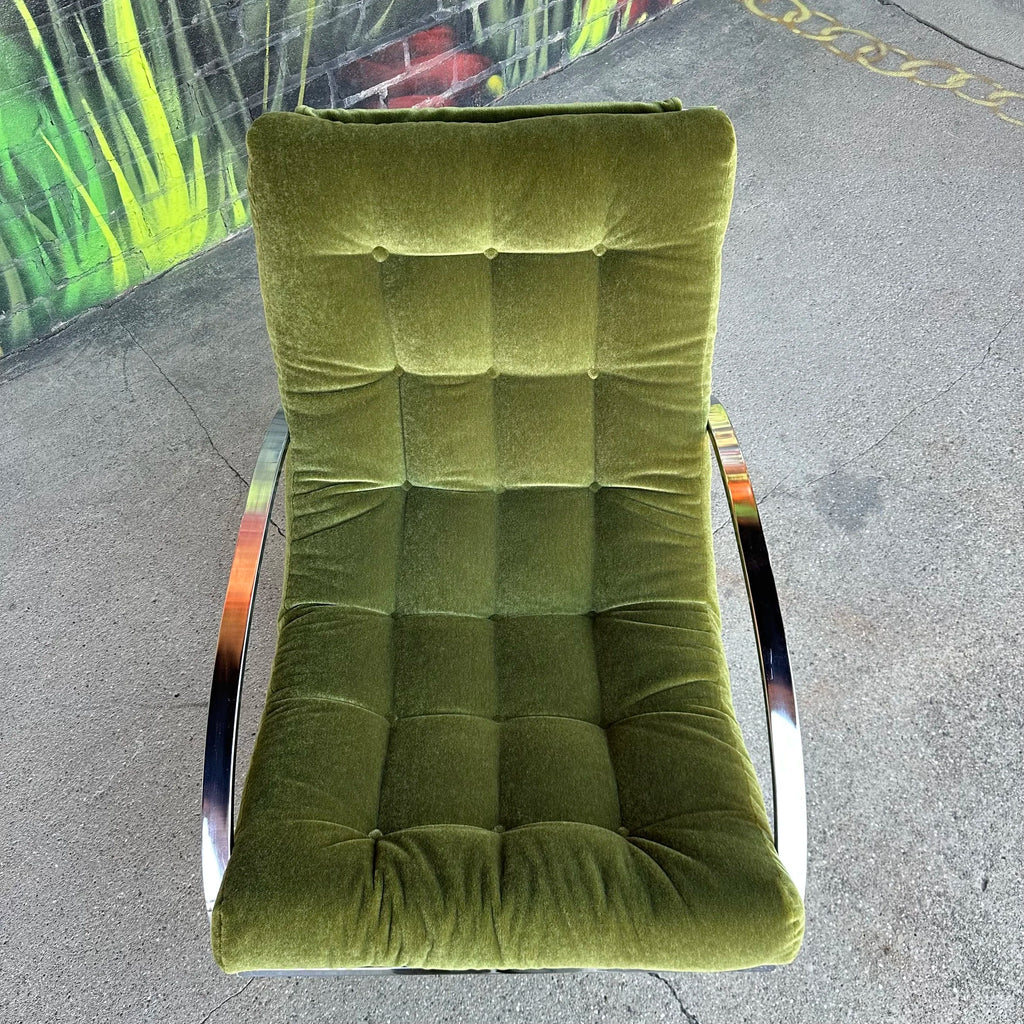 Renato Zevi for Selig Chrome and Mohair Rocking Chair Mid-Century Modern