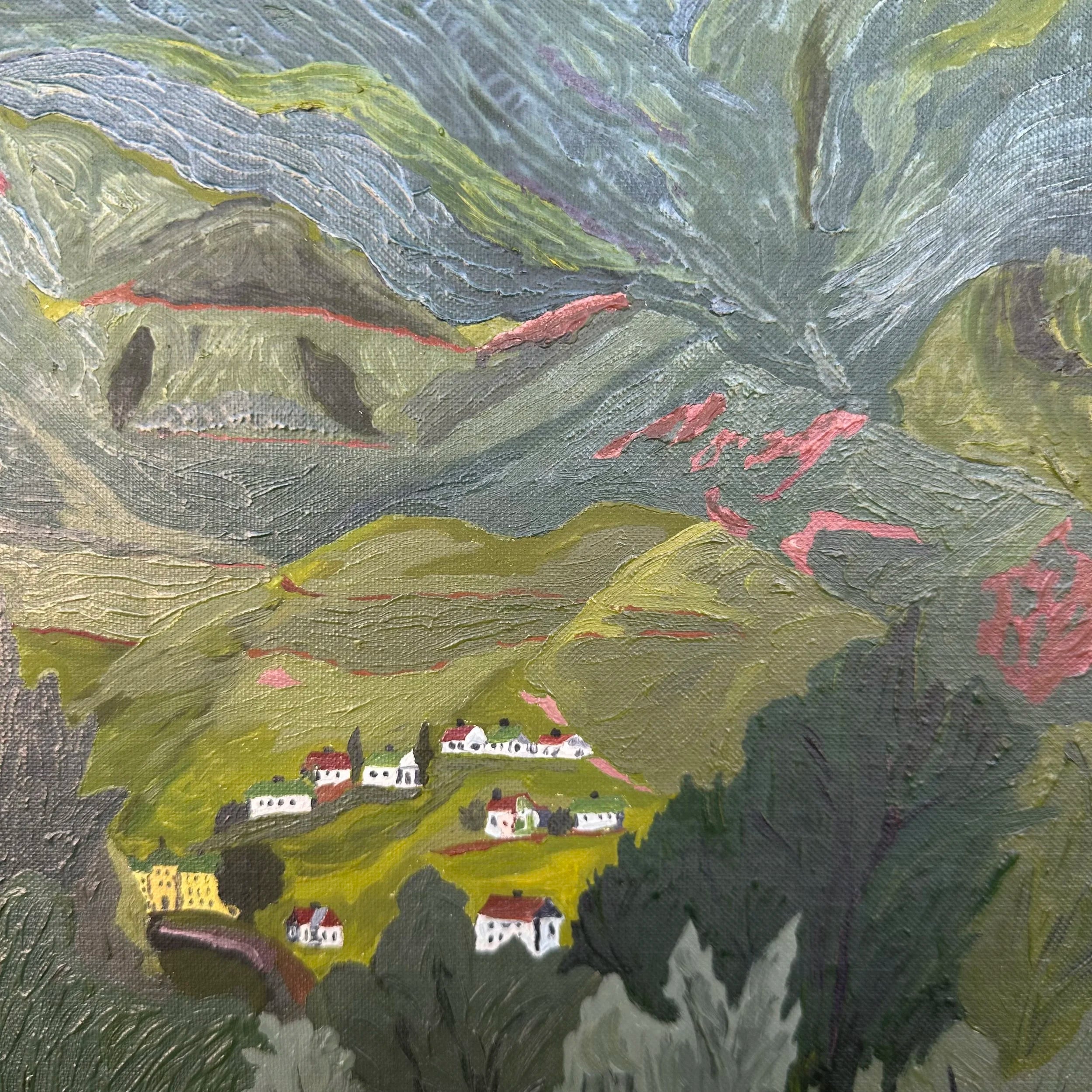 1950 Landscape Painting of Manitou Springs, Colorado by Dorothy F. Wetz