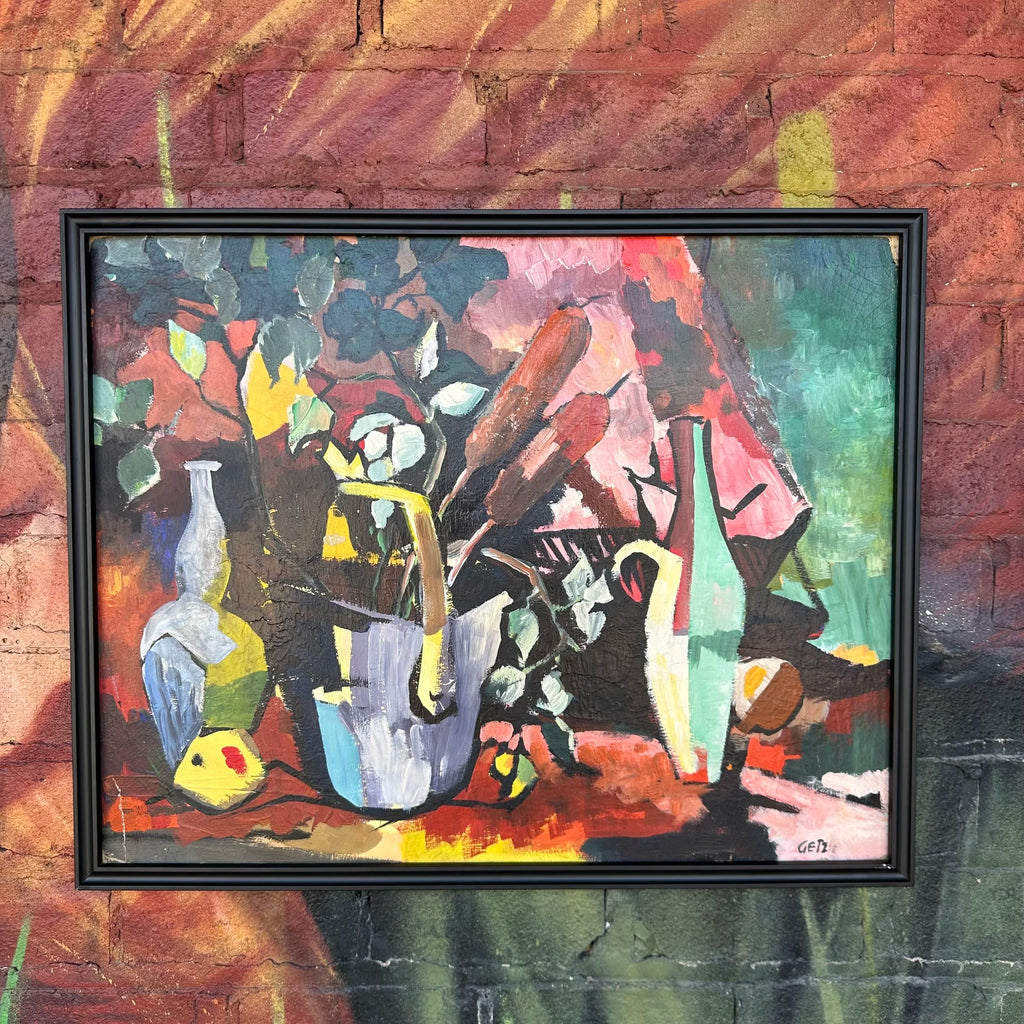 Framed Abstract Still Life Painting by “Getz”
