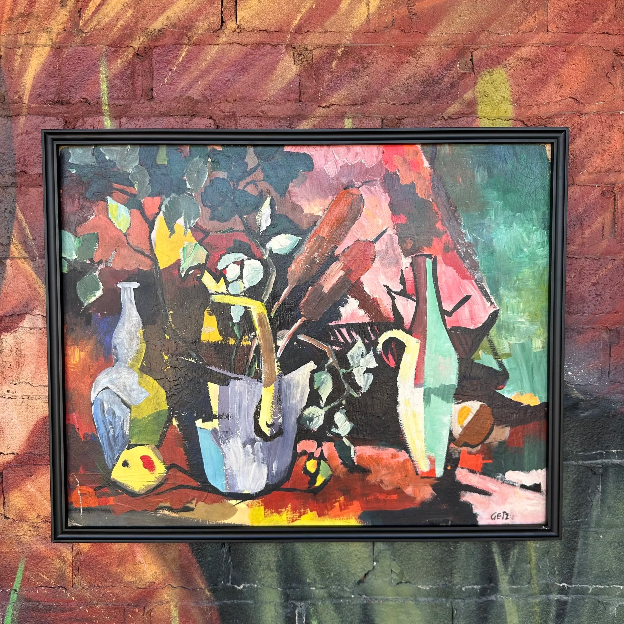 Framed Abstract Still Life Painting by “Getz”