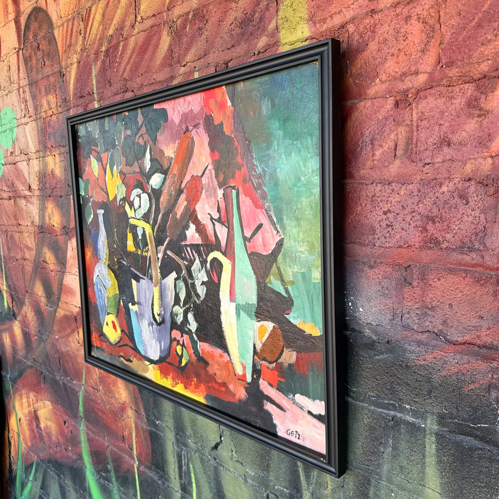 Framed Abstract Still Life Painting by “Getz”