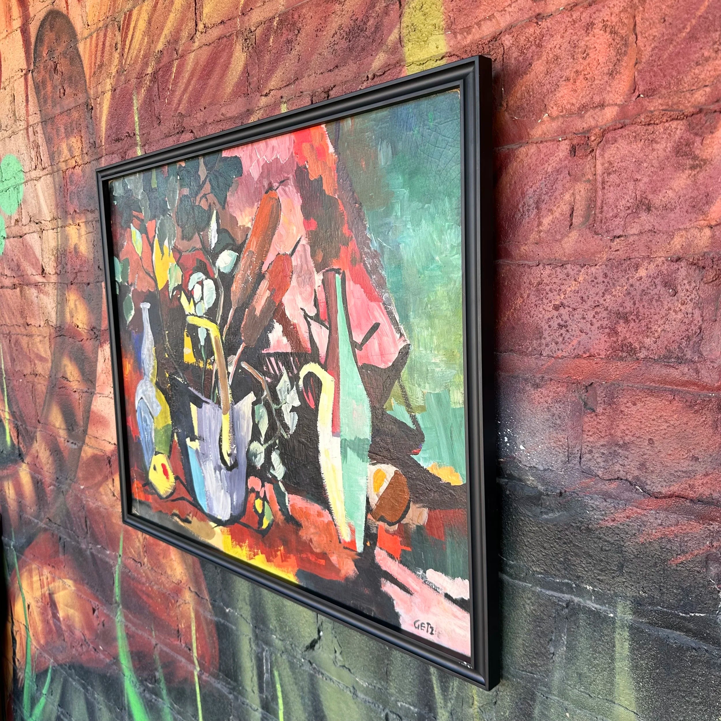 Framed Abstract Still Life Painting by “Getz”