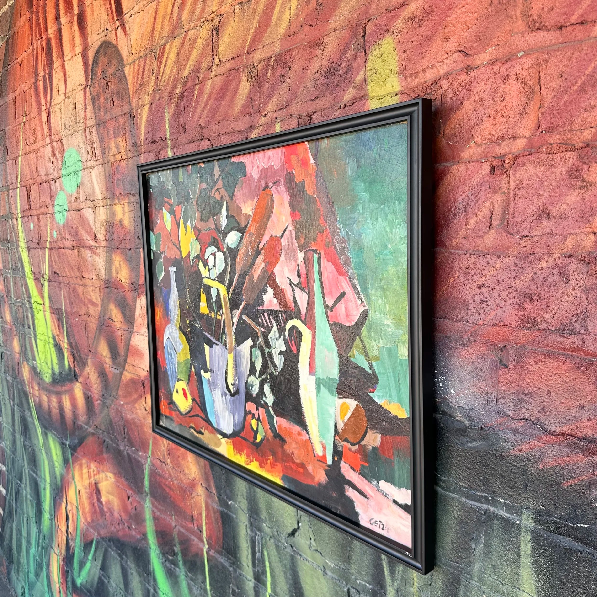 Framed Abstract Still Life Painting by “Getz”