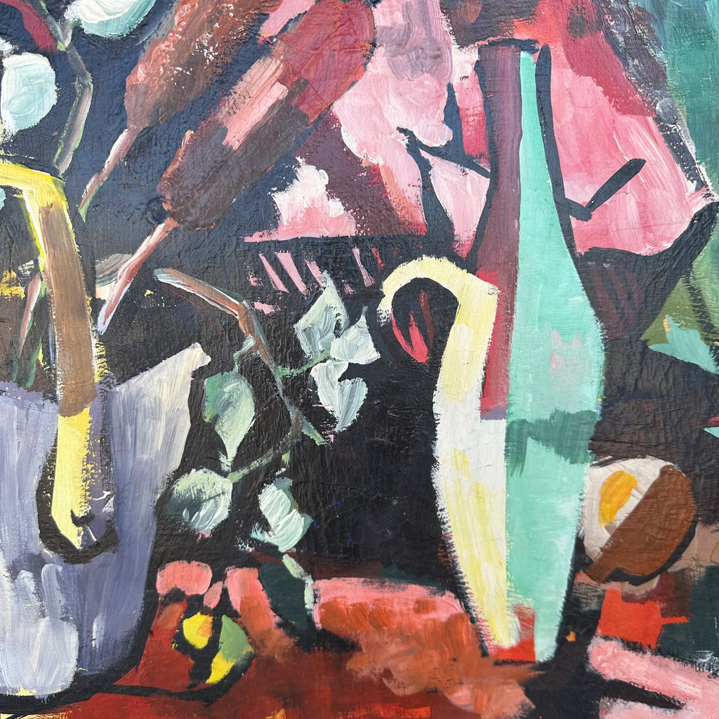 Framed Abstract Still Life Painting by “Getz”