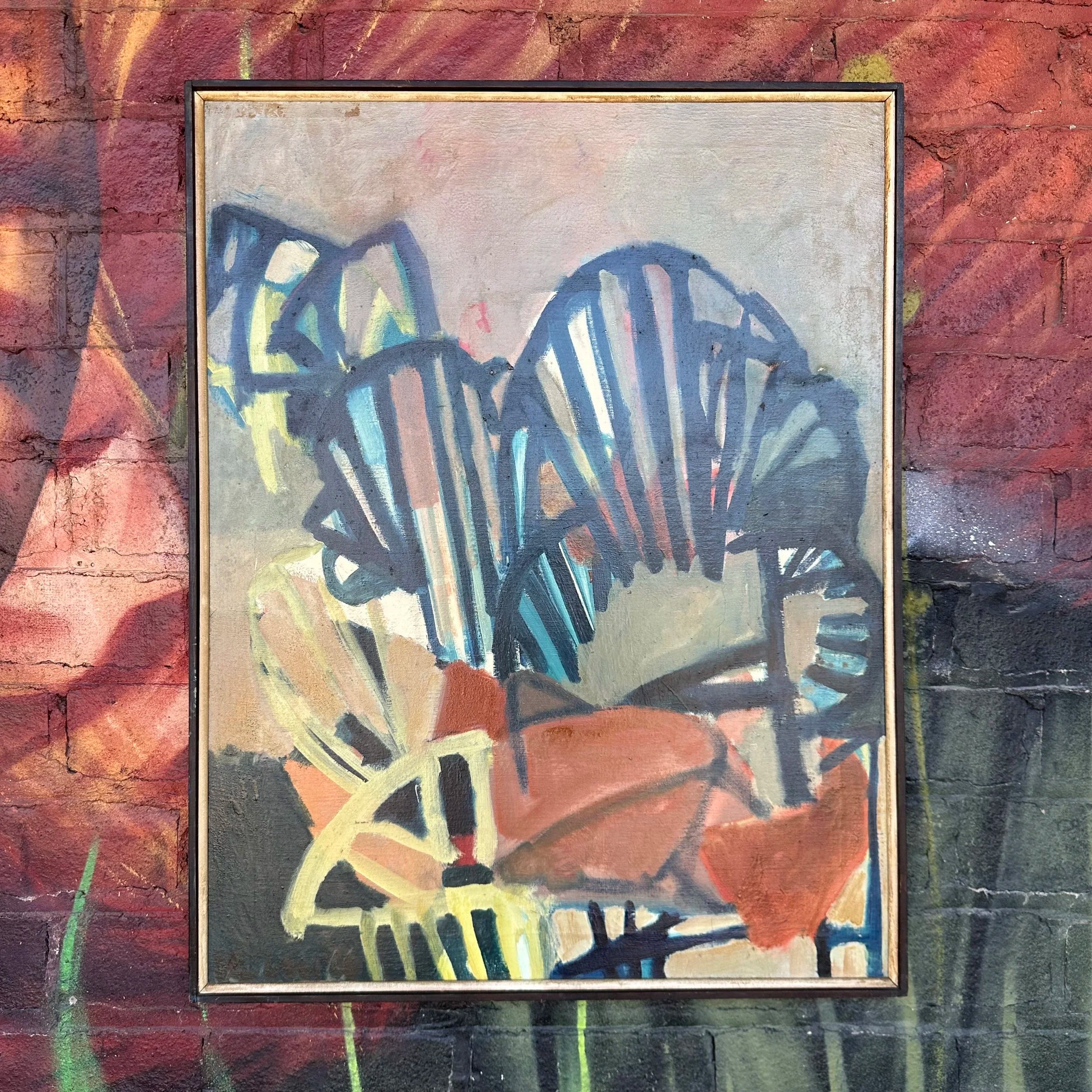 Mid 20th Century Framed Abstract Painting by Rolf P. Velmin