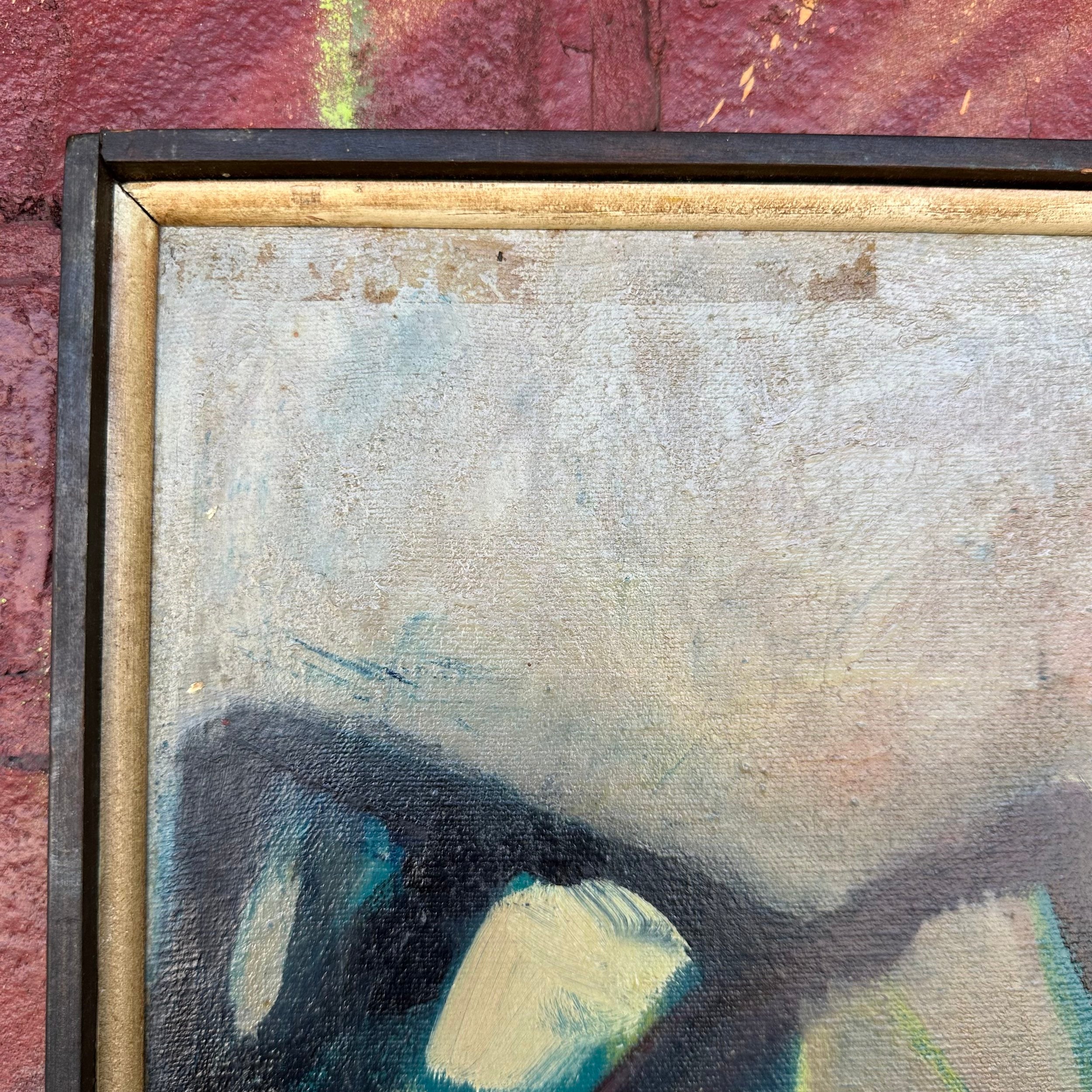 Mid 20th Century Framed Abstract Painting by Rolf P. Velmin