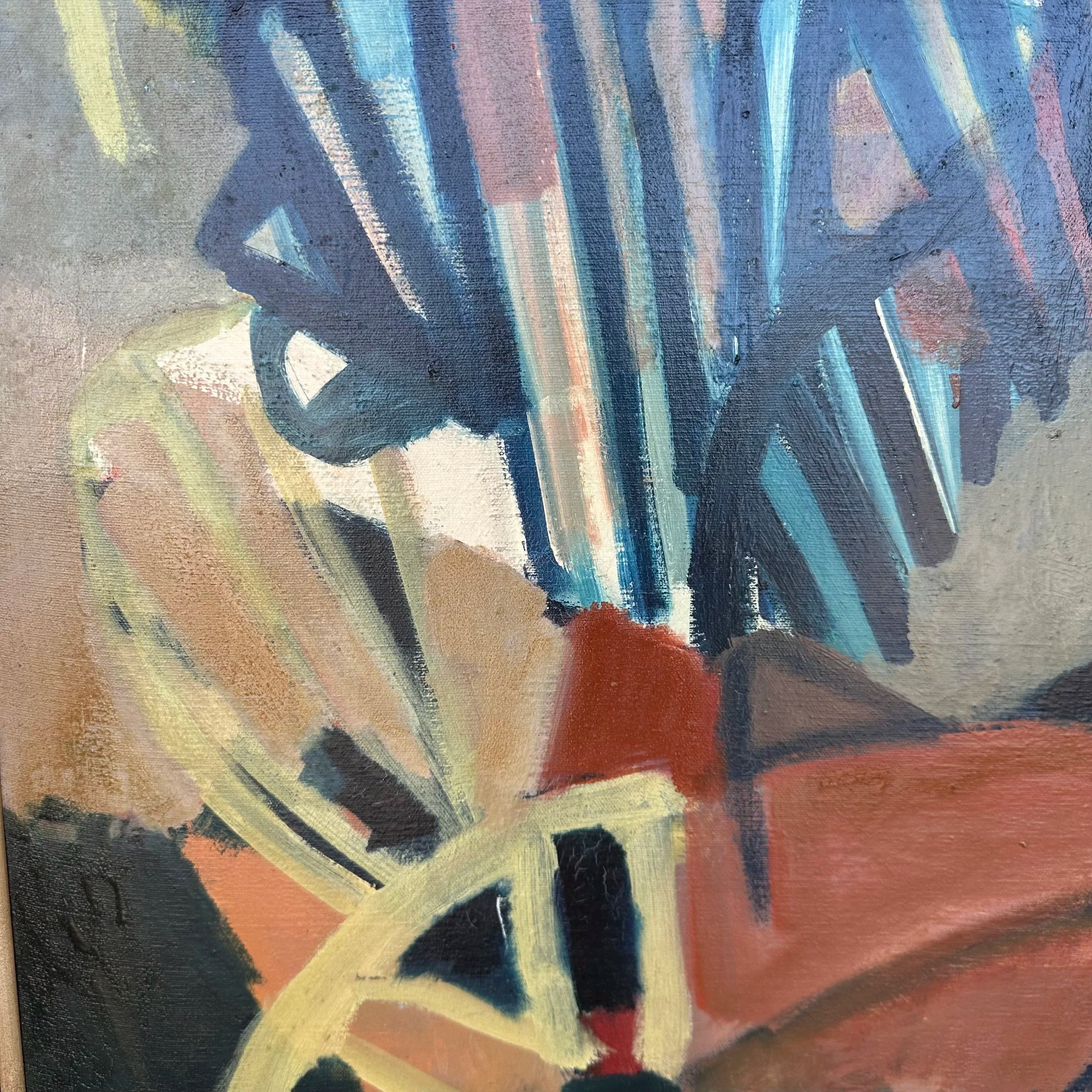 Mid 20th Century Framed Abstract Painting by Rolf P. Velmin